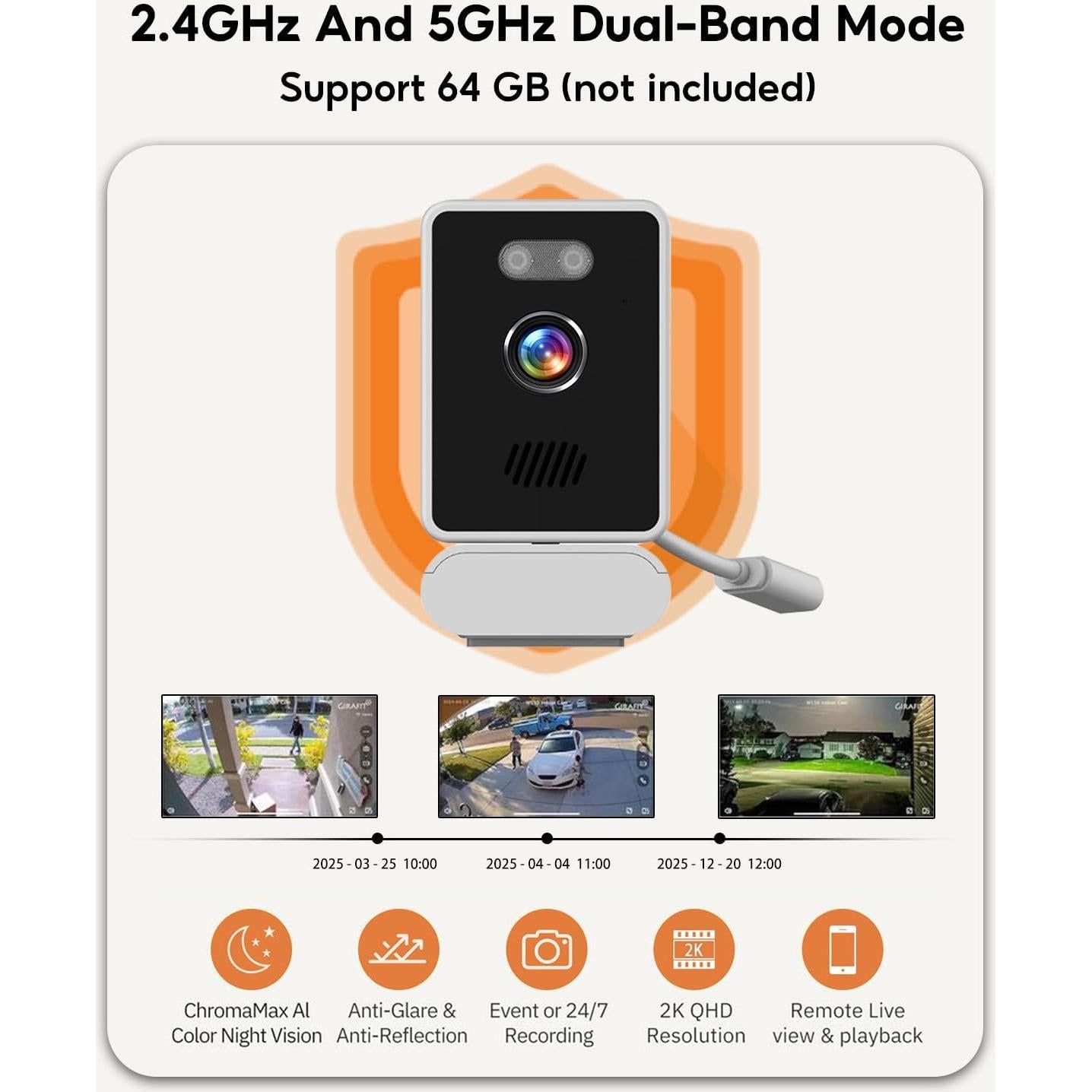 Cámara de Ventana 5MP CowWolf 2K WiFi Visión Nocturna