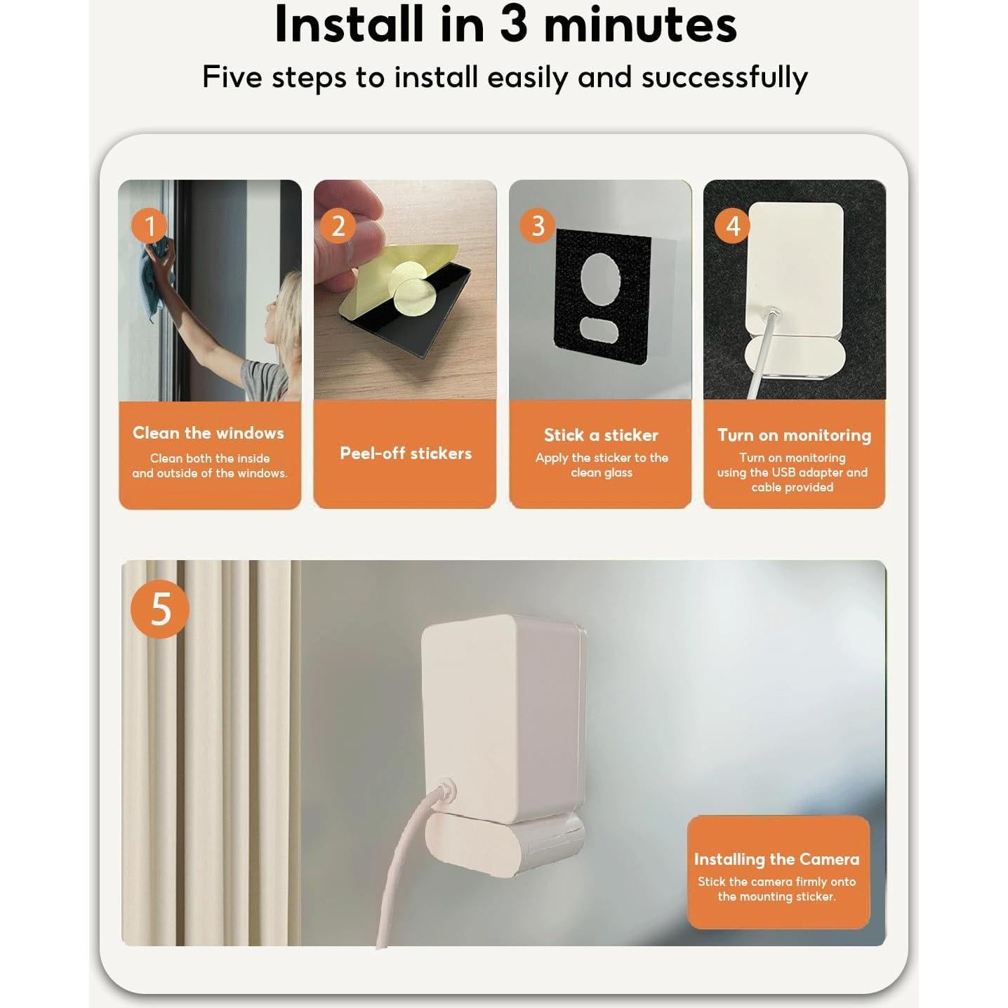 Cámara de Ventana 5MP CowWolf 2K WiFi Visión Nocturna