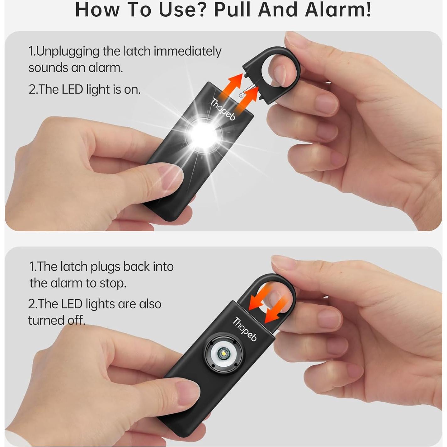 Alarma de Seguridad Personal Thopeb 130dB con Luz SOS - Llavero