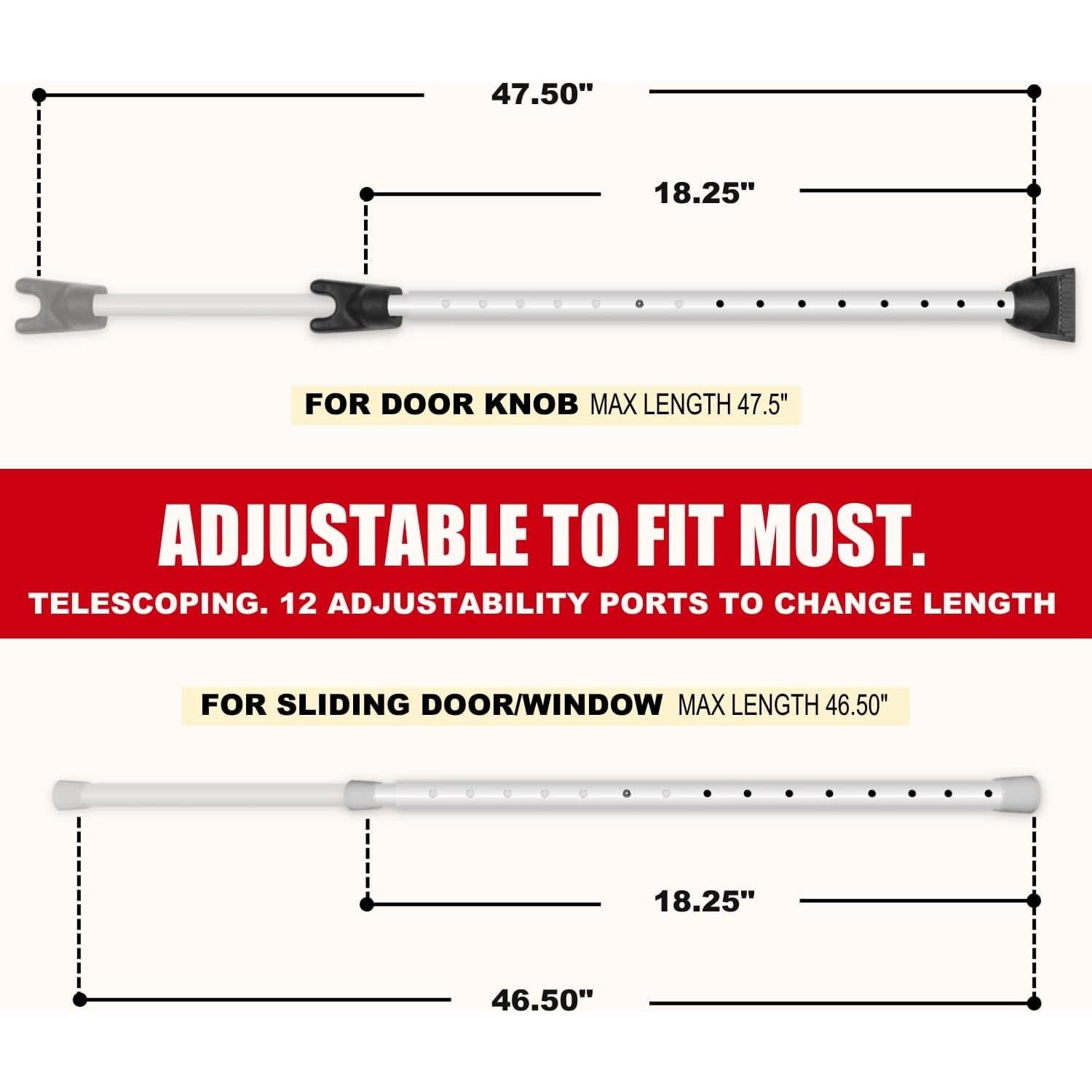 Barra de Seguridad con Alarma 120dB - Ajustable 46-118cm - Seguridad Portátil