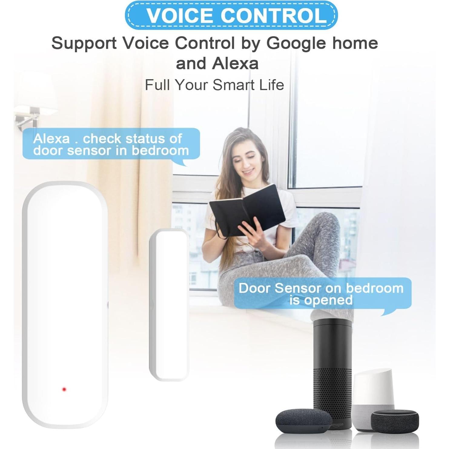 Sensor de Puerta/Ventana WiFi Sanofuturion WHMC01, Alarma Inalámbrica