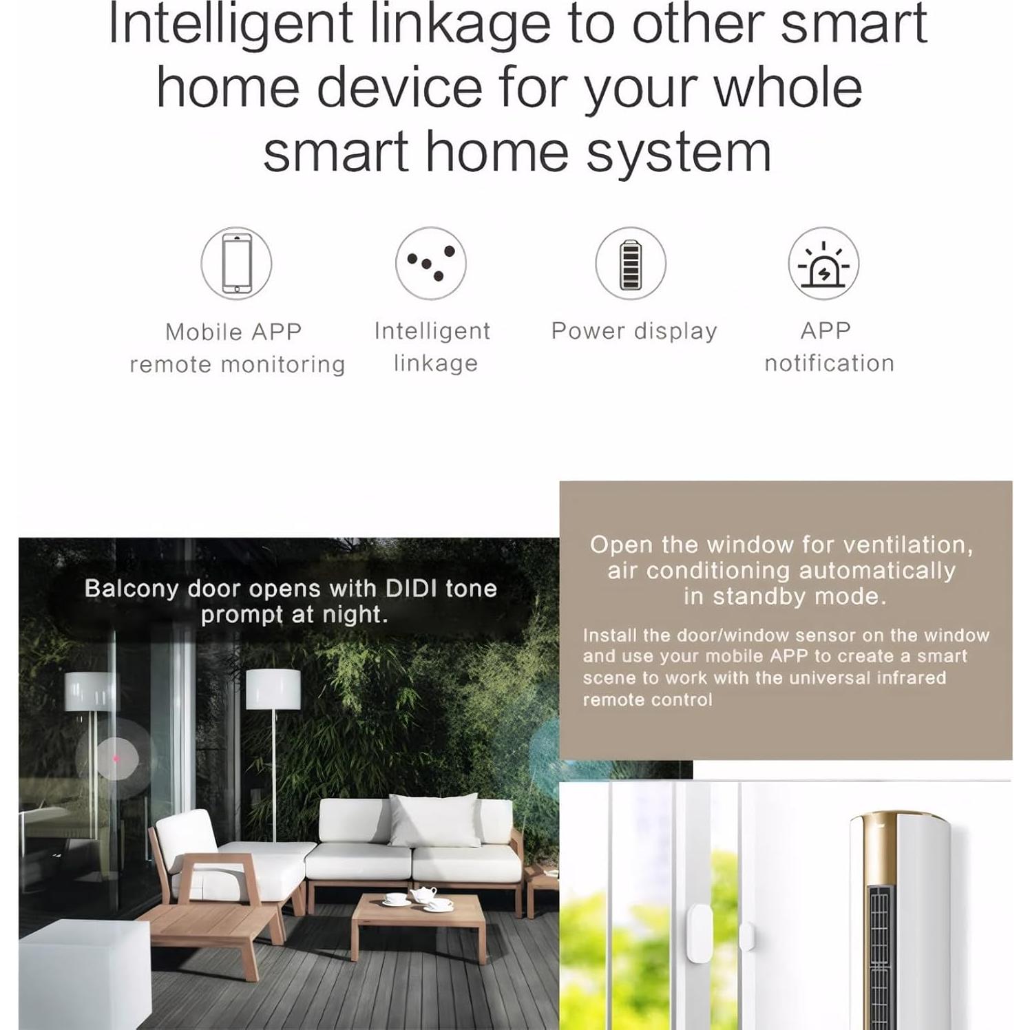 Sensor de Puerta/Ventana WiFi Sanofuturion WHMC01, Alarma Inalámbrica