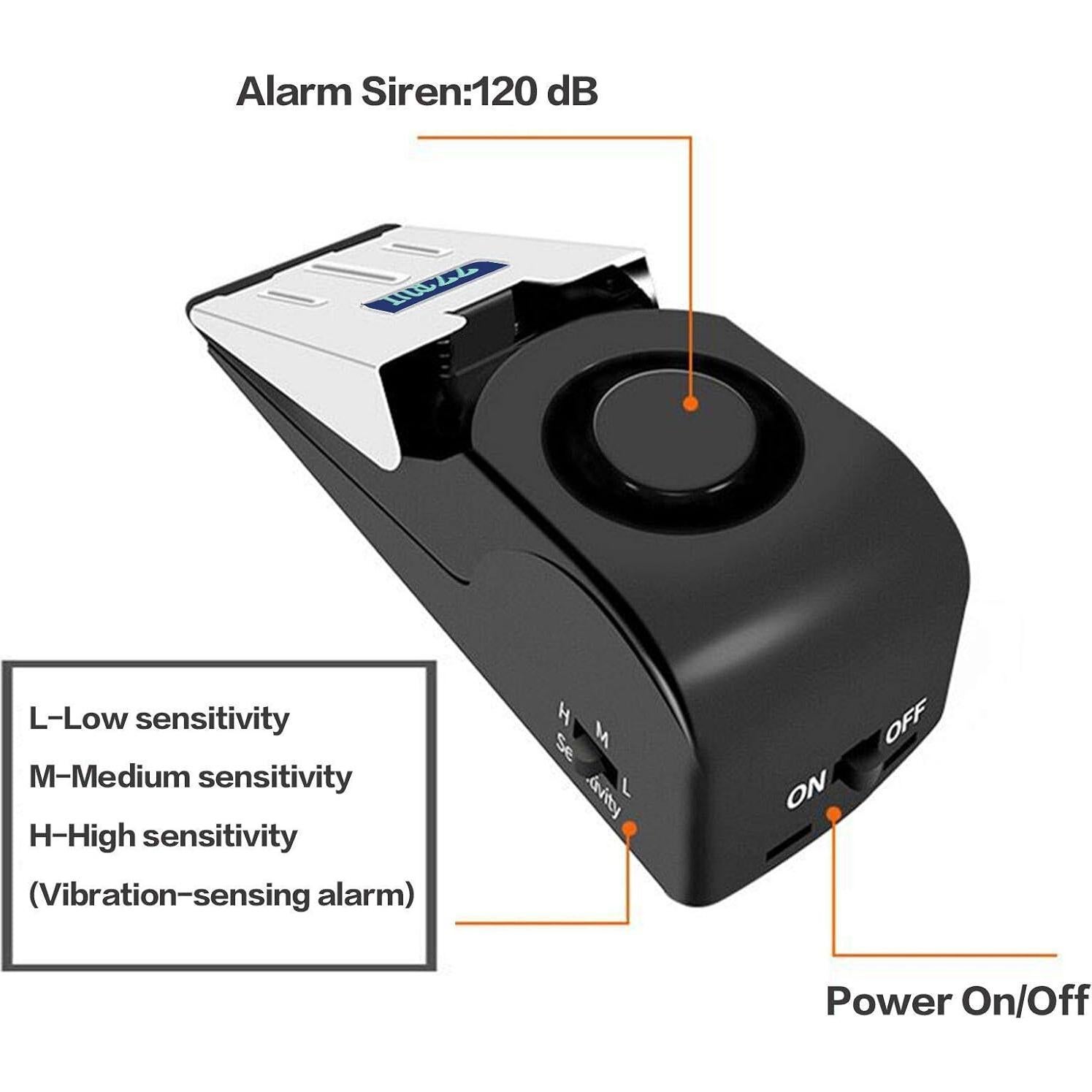 Alarma de Tope de Puerta ZZRUI 2 Paquete 120dB Portátil