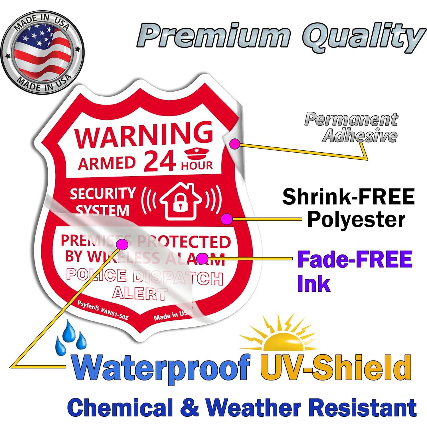 Pegatinas de Seguridad Psyfer® - Paquete de 12 a Prueba de Agua