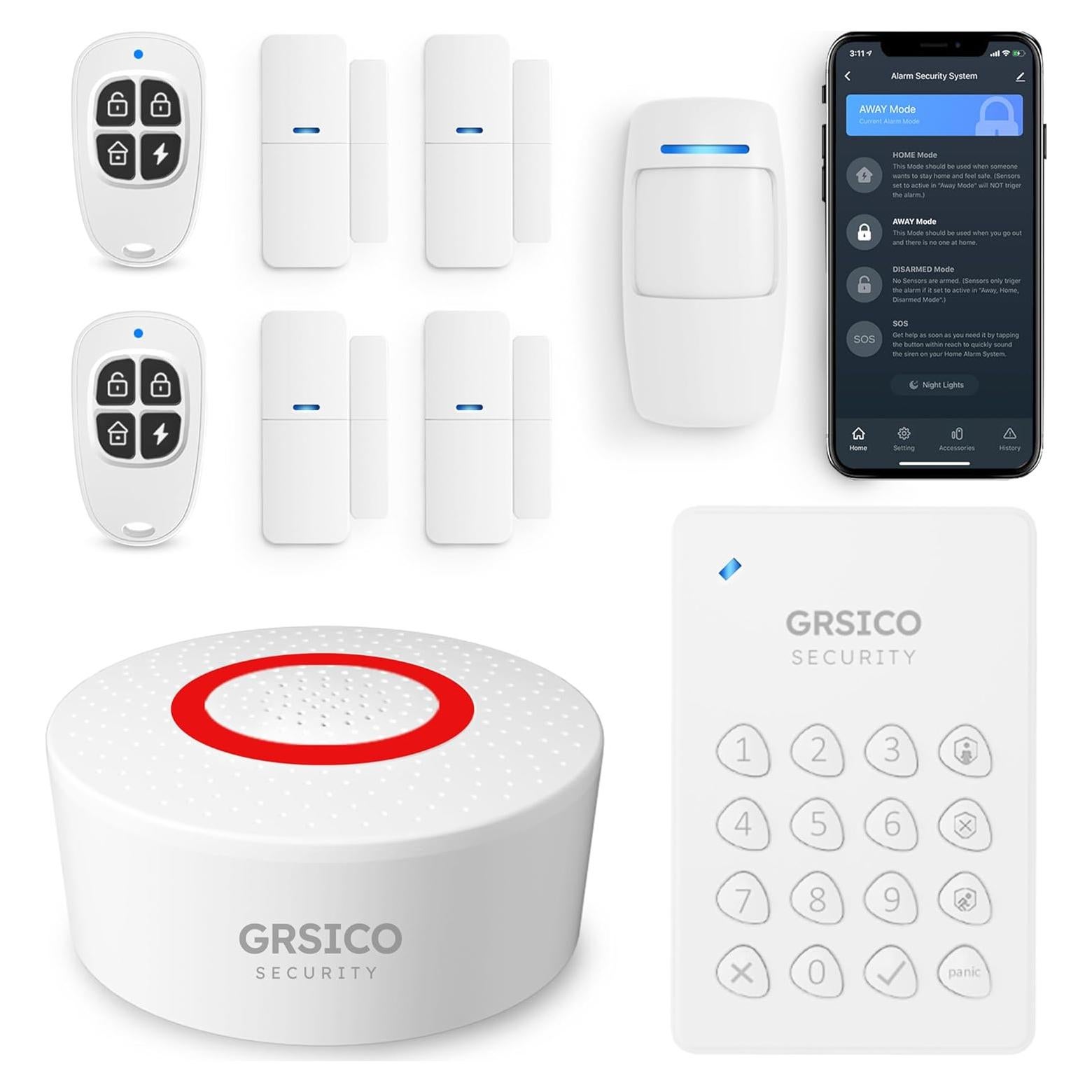 Sistema de Alarma Inalámbrico GRSICO 9 Piezas WiFi 120dB