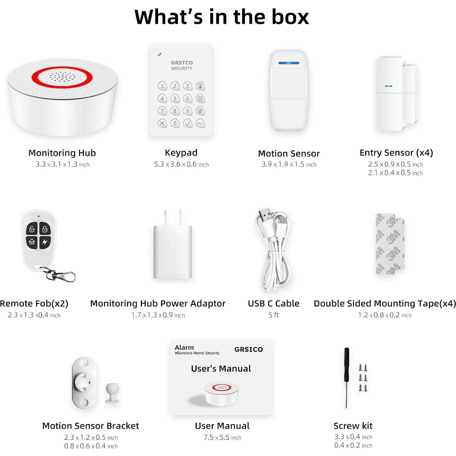 Sistema de Alarma Inalámbrico GRSICO 9 Piezas WiFi 120dB