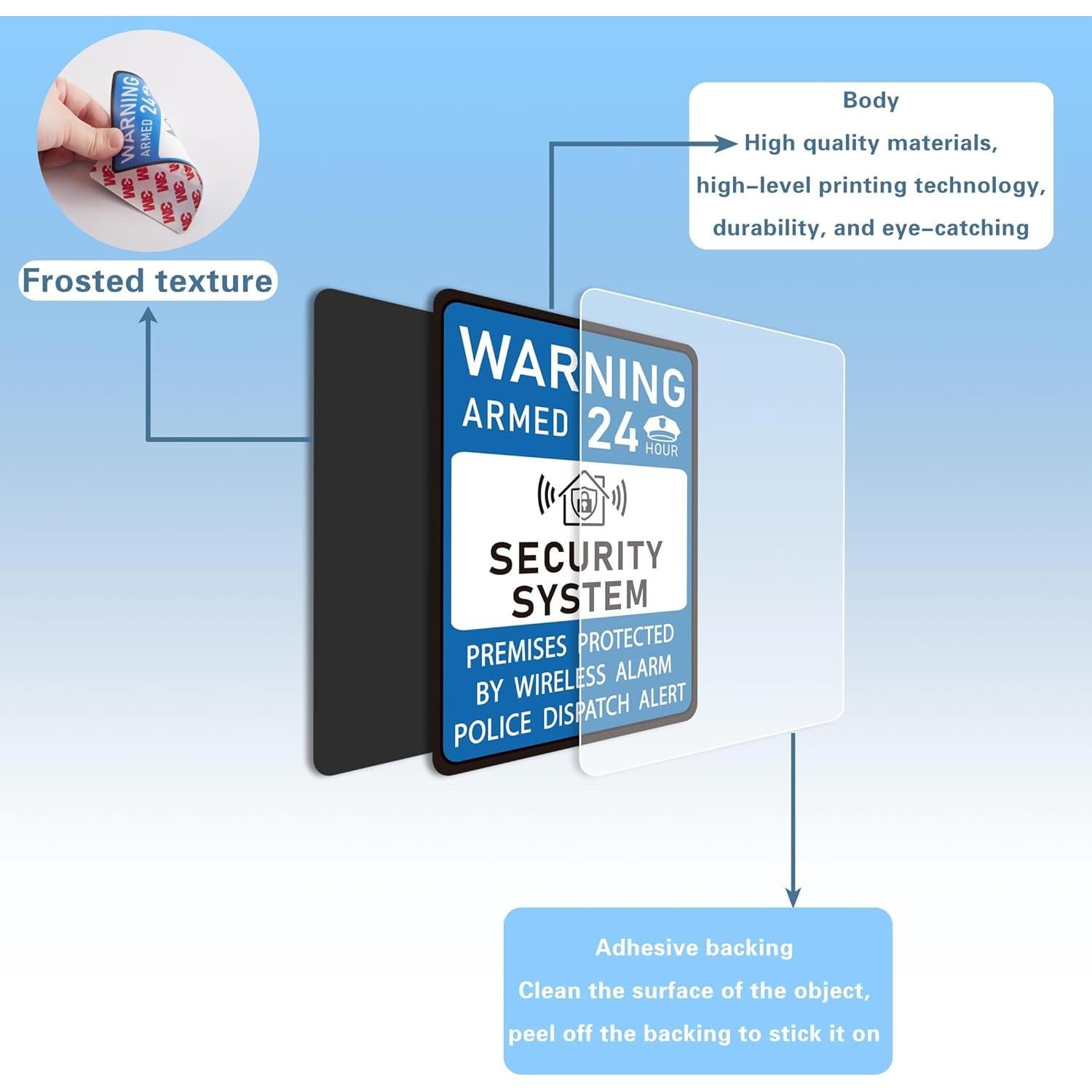 2 Piezas Señal de Alarma de Seguridad LUHIMO 24 Horas Vinilo