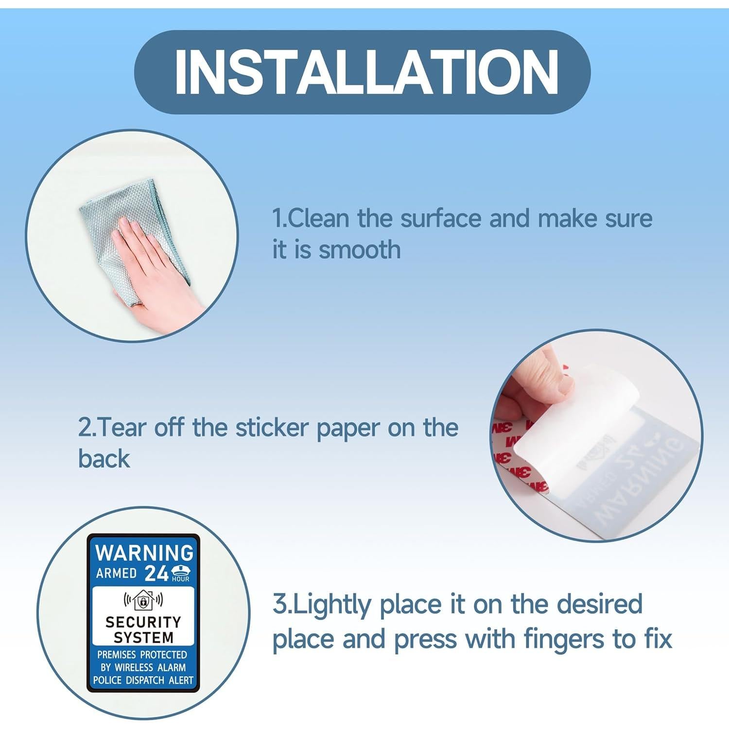 2 Piezas Señal de Alarma de Seguridad LUHIMO 24 Horas Vinilo