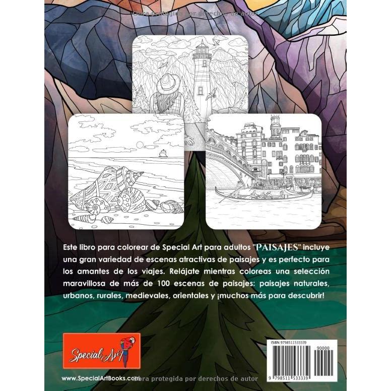100 Paisajes: Un Libro de Colorear para Adultos con Hermosas playas tropicales, Curiosas Ciudades, Frescas Montañas, Paisajes Rurales y mucho más ... sobre la Naturaleza) (Spanish Edition)