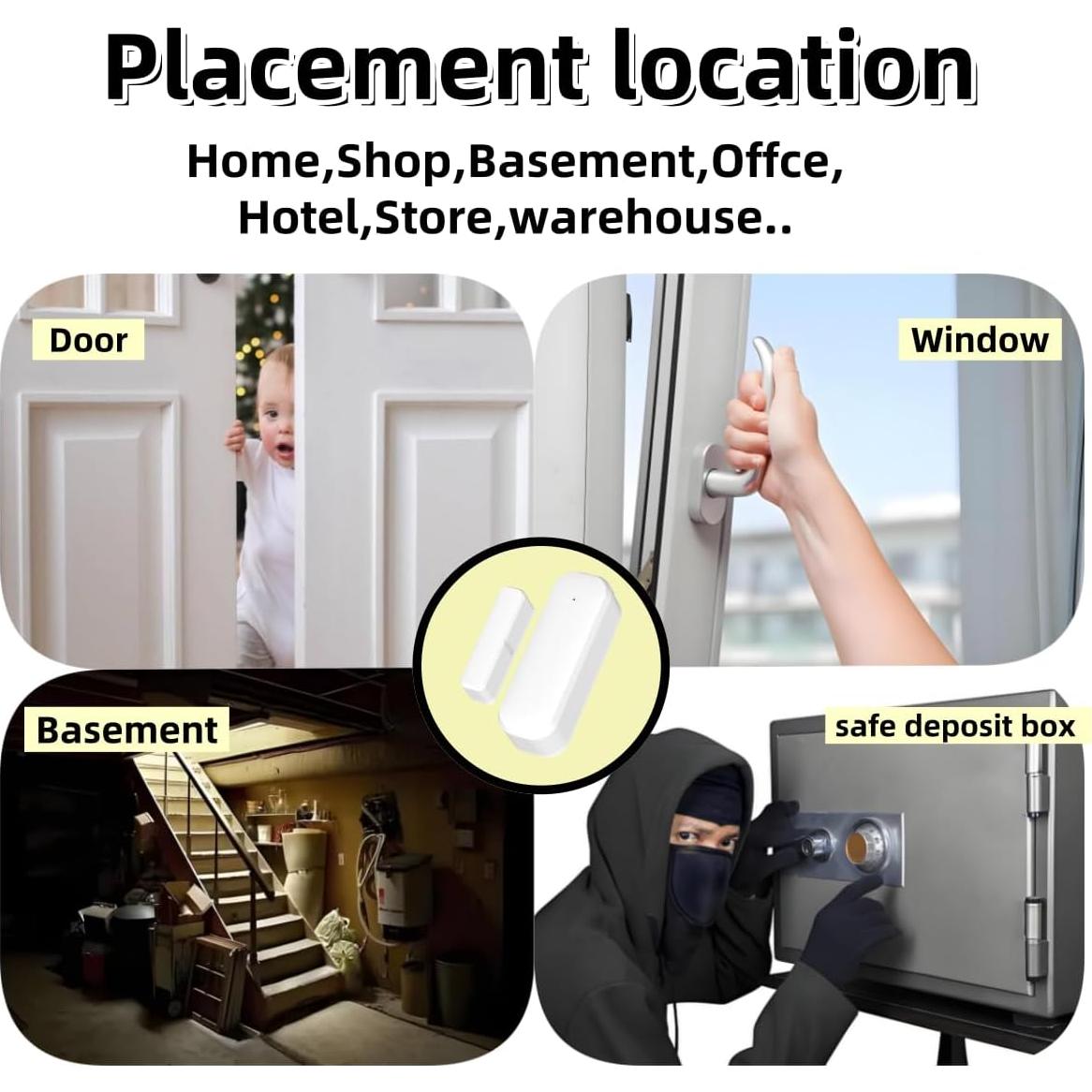 Sensor de Puerta WiFi FARYLINK F-SD01W para Seguridad del Hogar