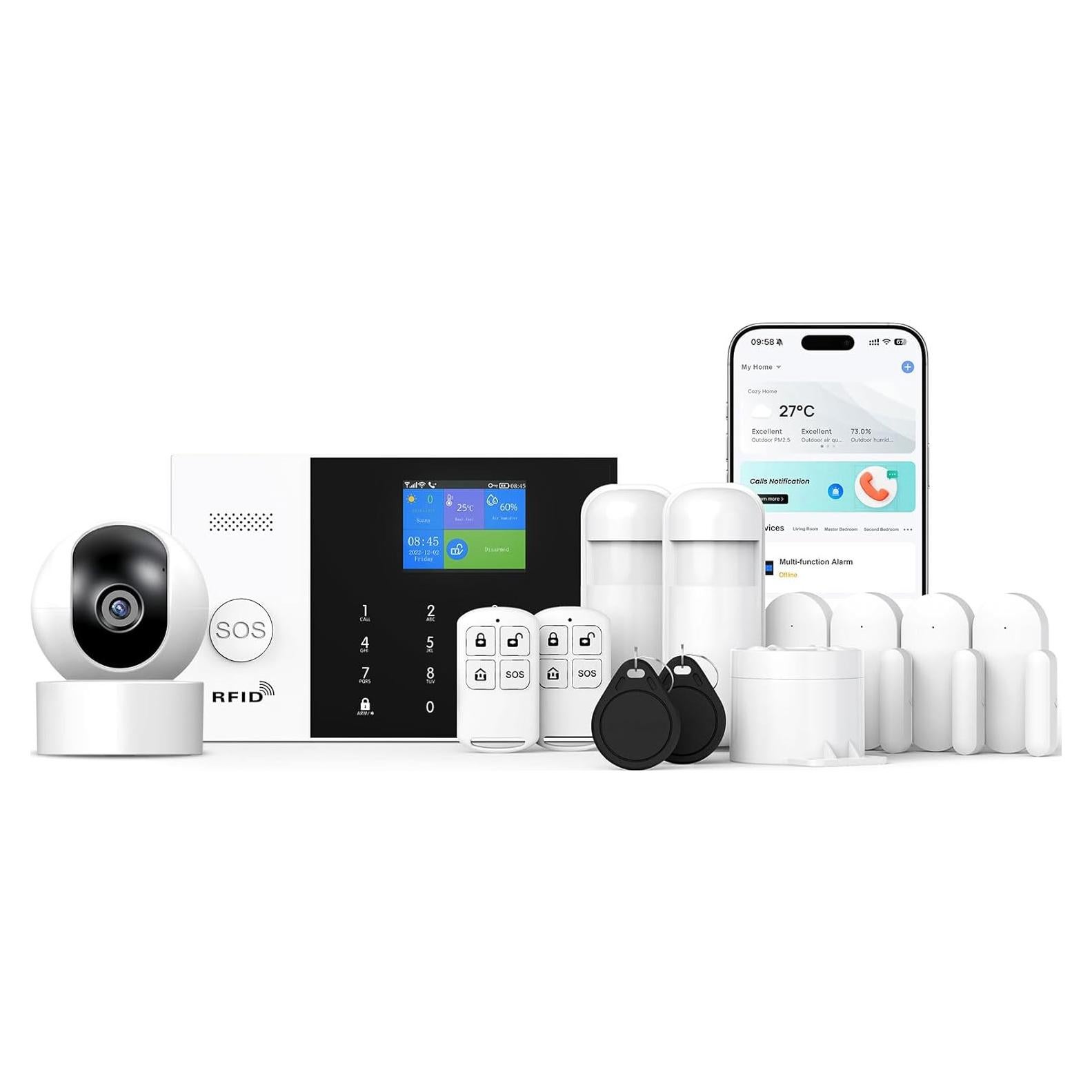 Sistema de Alarma Inalámbrico LWOHSI 4G WiFi 12 Piezas + Cámara T53W