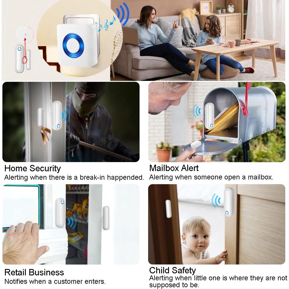 Sensor de Alarma Inalámbrico YisTech para Puertas - 3 Sensores y 2 Receptores