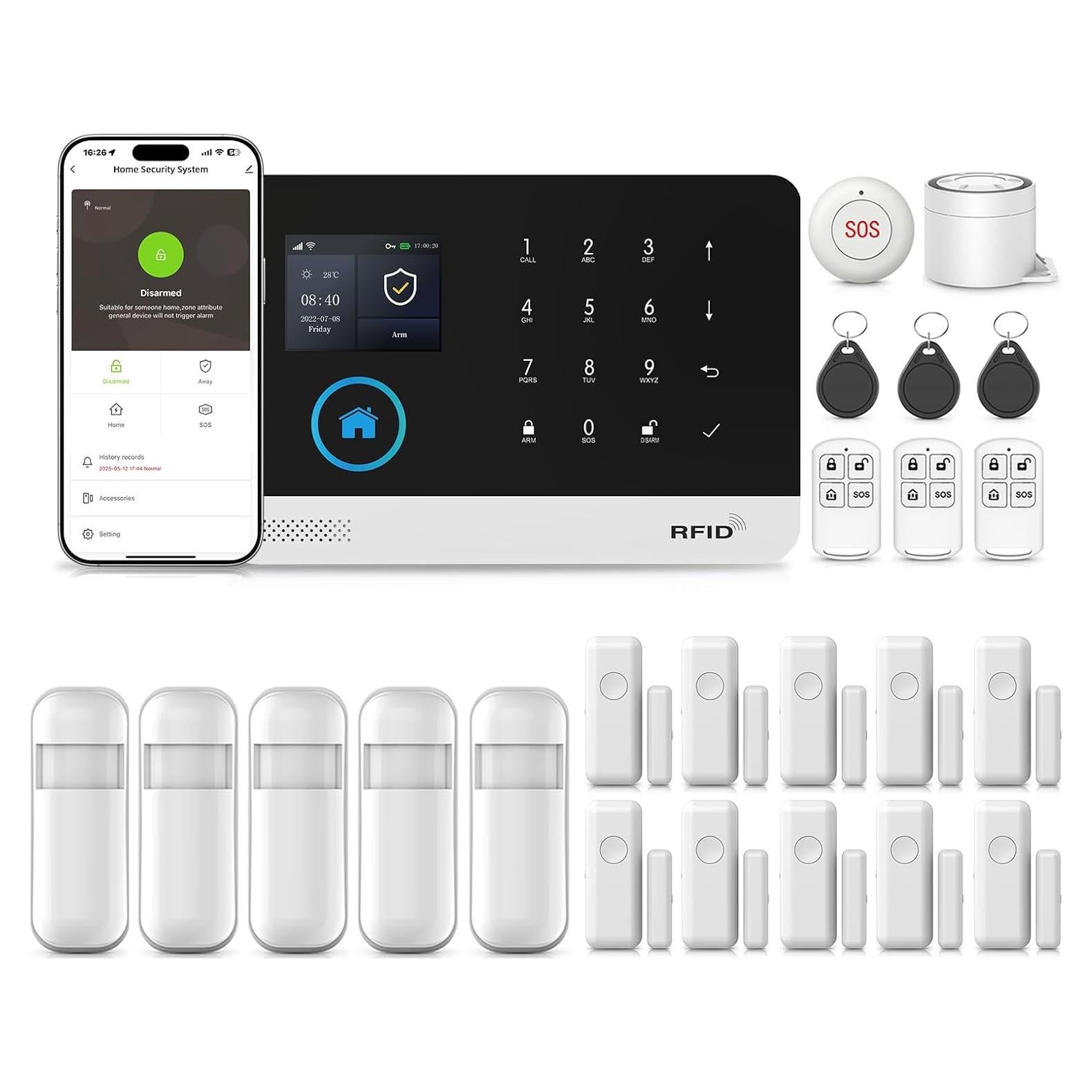 Sistema de Alarma Inalámbrico WiFi Clouree 24 Piezas con Sensores