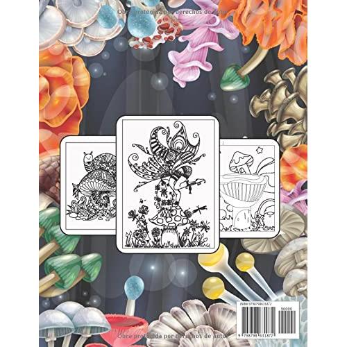 Setas Libro para colorear para adultos: Libro para colorear de setas, hongos y micología para aliviar el estrés de los amantes de las setas (50 imágenes) (Spanish Edition)