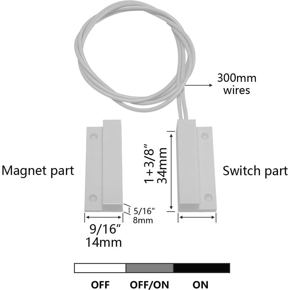 5 Contactos Magnéticos NC para Alarma de Puerta/Ventana DSYBJR