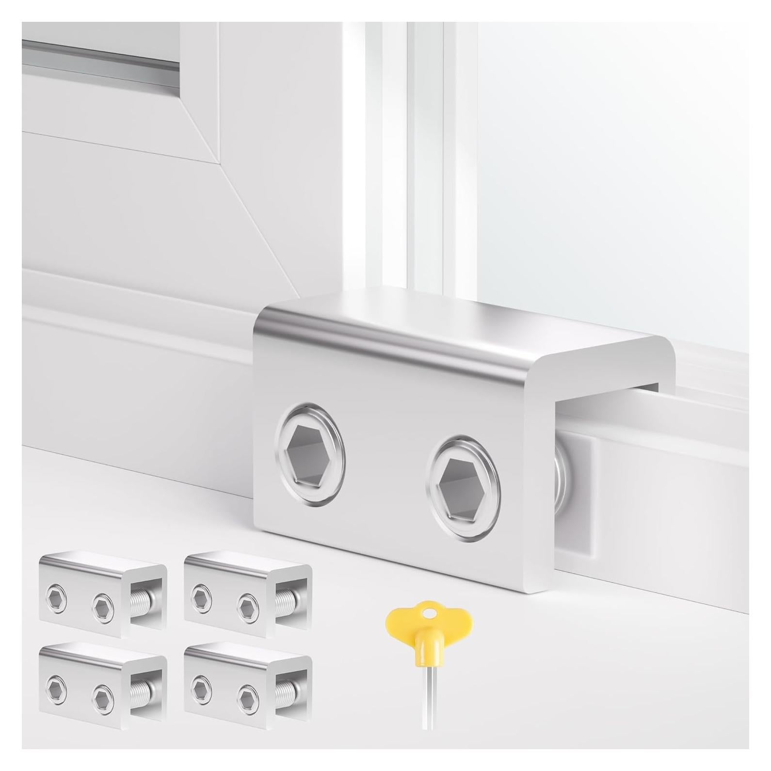 Cerraduras de Ventana Deslizantes FIRAWER - 4 Paquetes Doble Seguridad