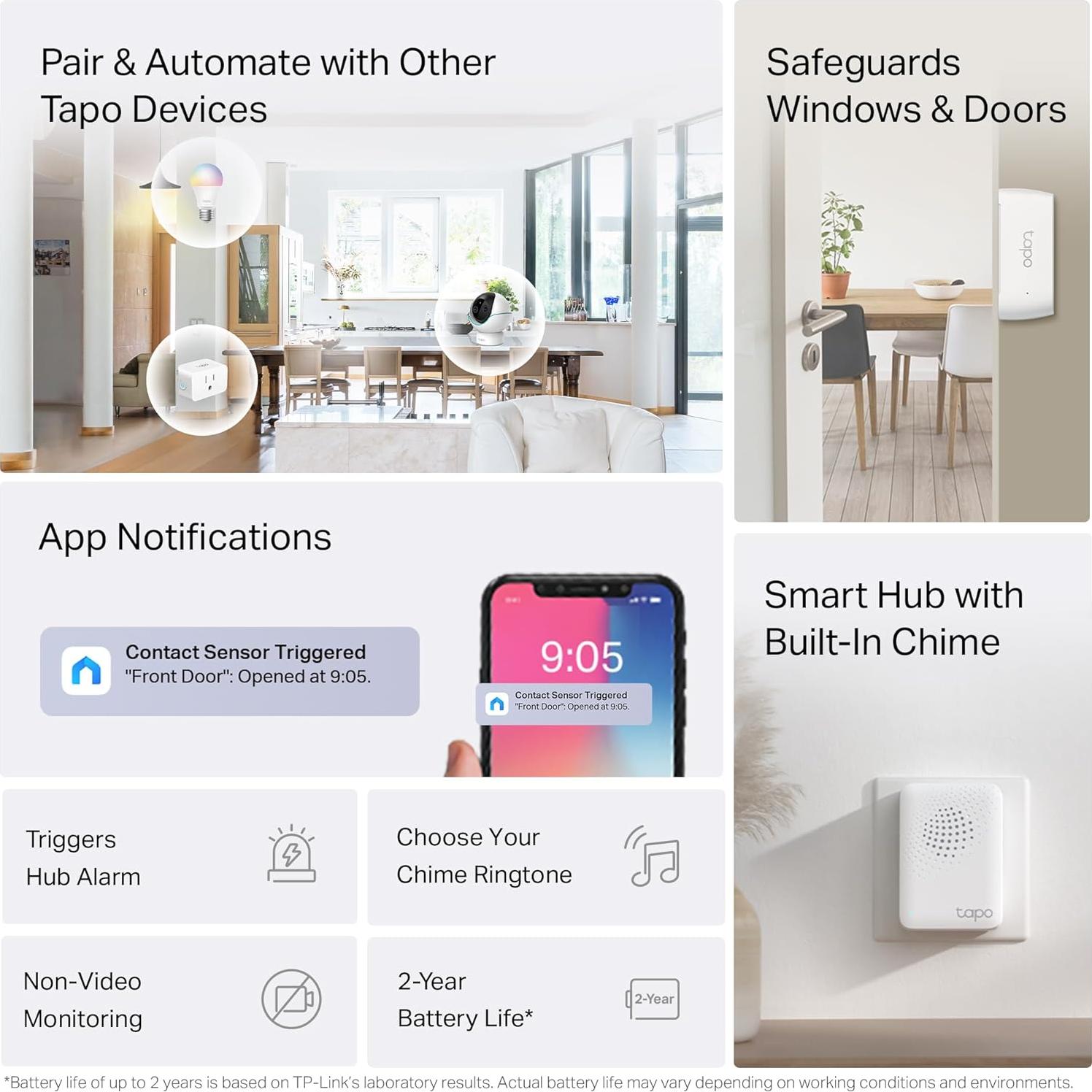 Kit de Seguridad Tapo T31: 3 Sensores de Contacto + Hub Inteligente