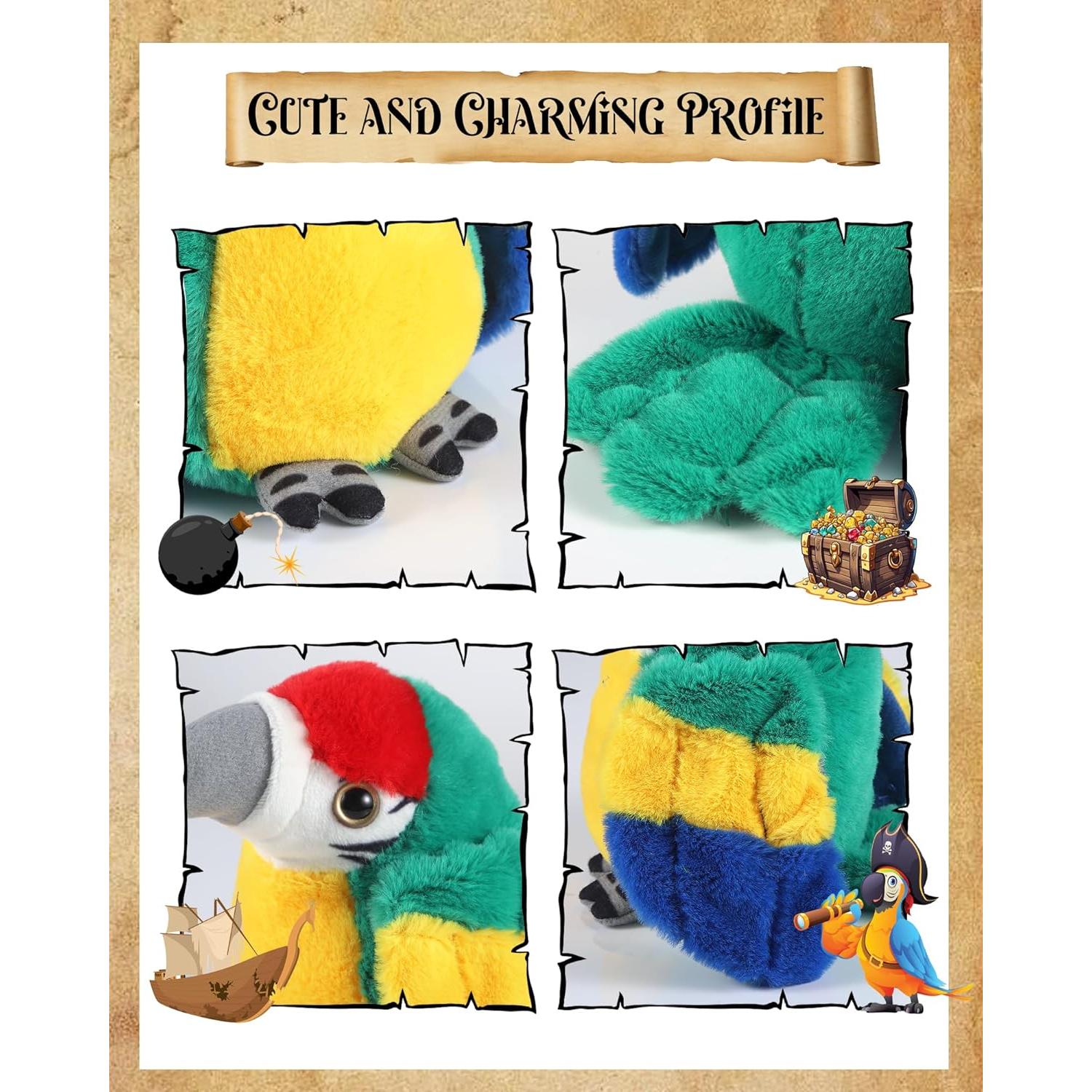Loro de Peluche Magnético para Hombro Roicaholy - Verde