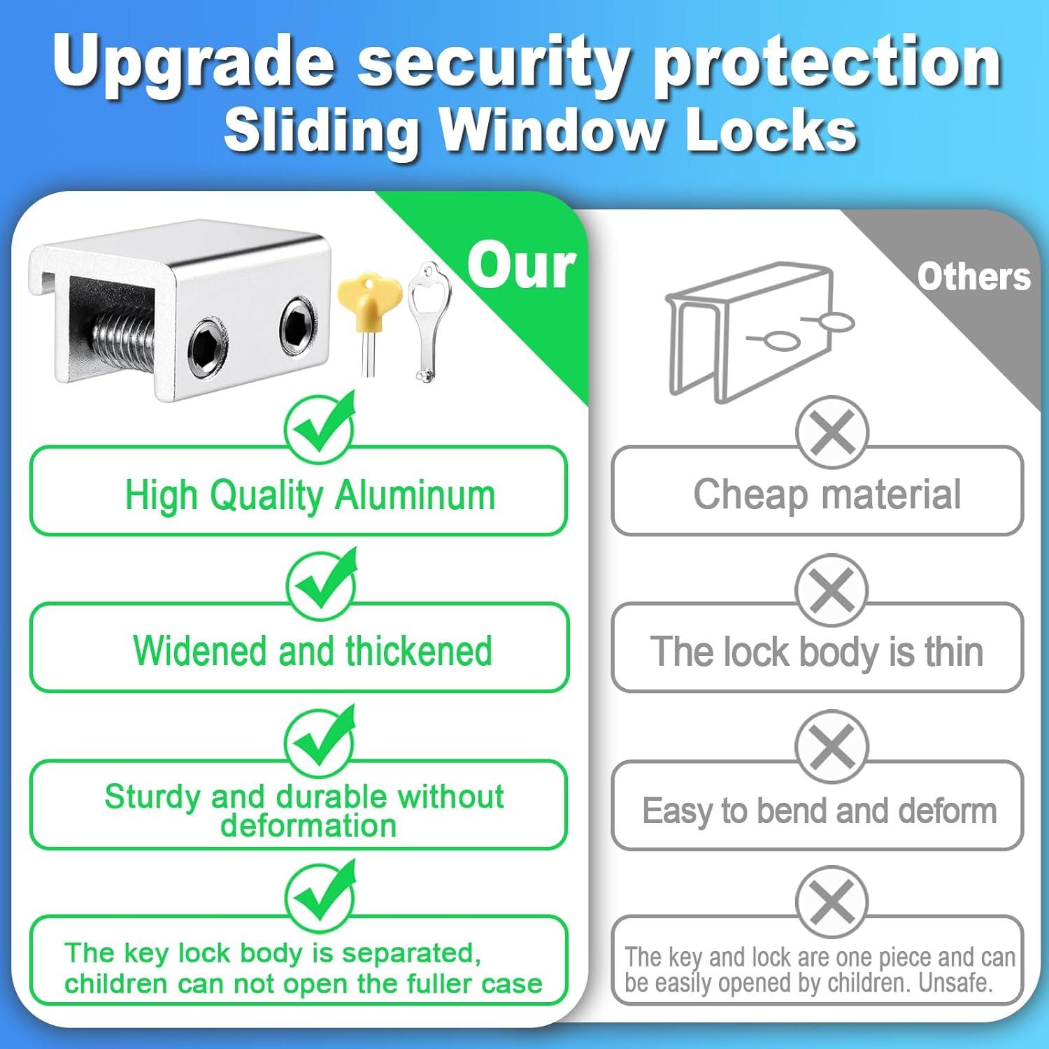 Cerraduras de Ventana Deslizante HYIEOU - 10 Juegos Plata