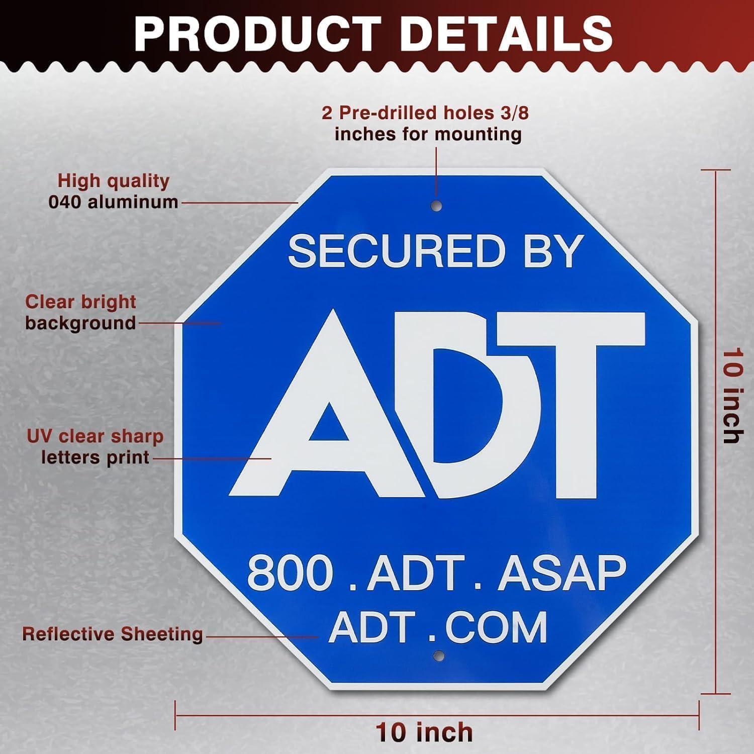 Señal de Seguridad de Jardín en Aluminio ADT 71 cm con Adhesivos