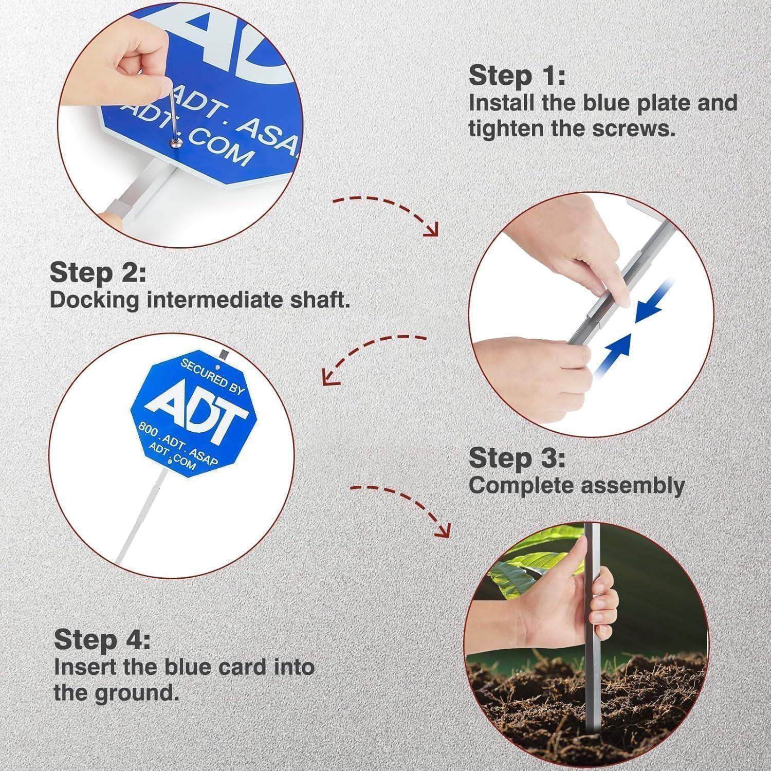 Señal de Seguridad de Jardín en Aluminio ADT 71 cm con Adhesivos