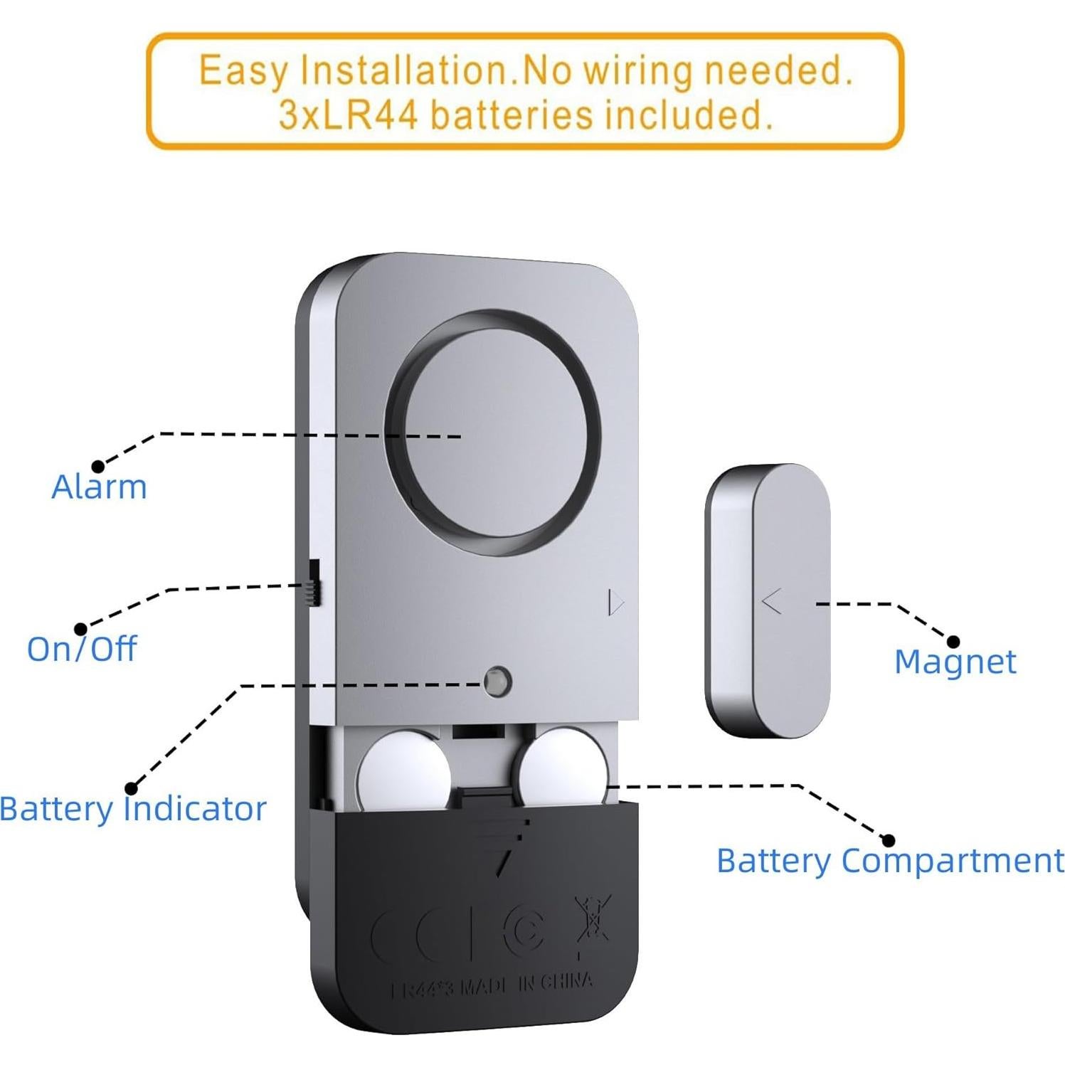 Alarma de Puerta y Ventana Portátil visiPower 120dB Magnética