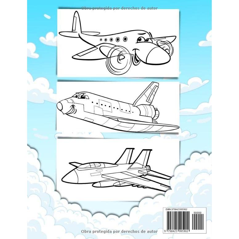 Aviones Libro De Colorear Para Niños: Gran Colección De Páginas Para Colorear Con Aviones Divertidos. Libro De Colorear Con 50 Dibujos E Ilustraciones ... Para Colorear Aviones. (Spanish Edition)