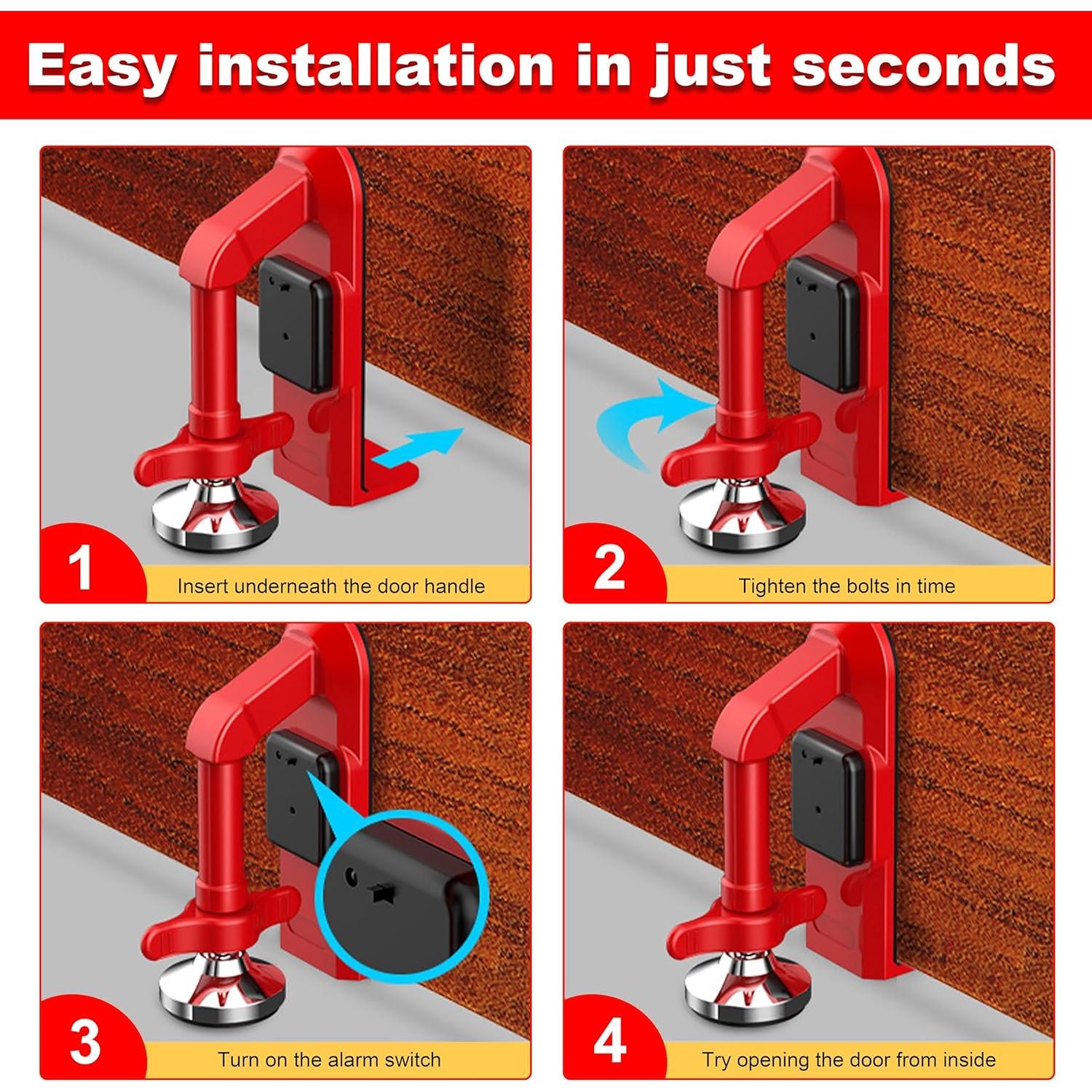 Tope de puerta con alarma Piosarafiem 80dB ajustable rojo