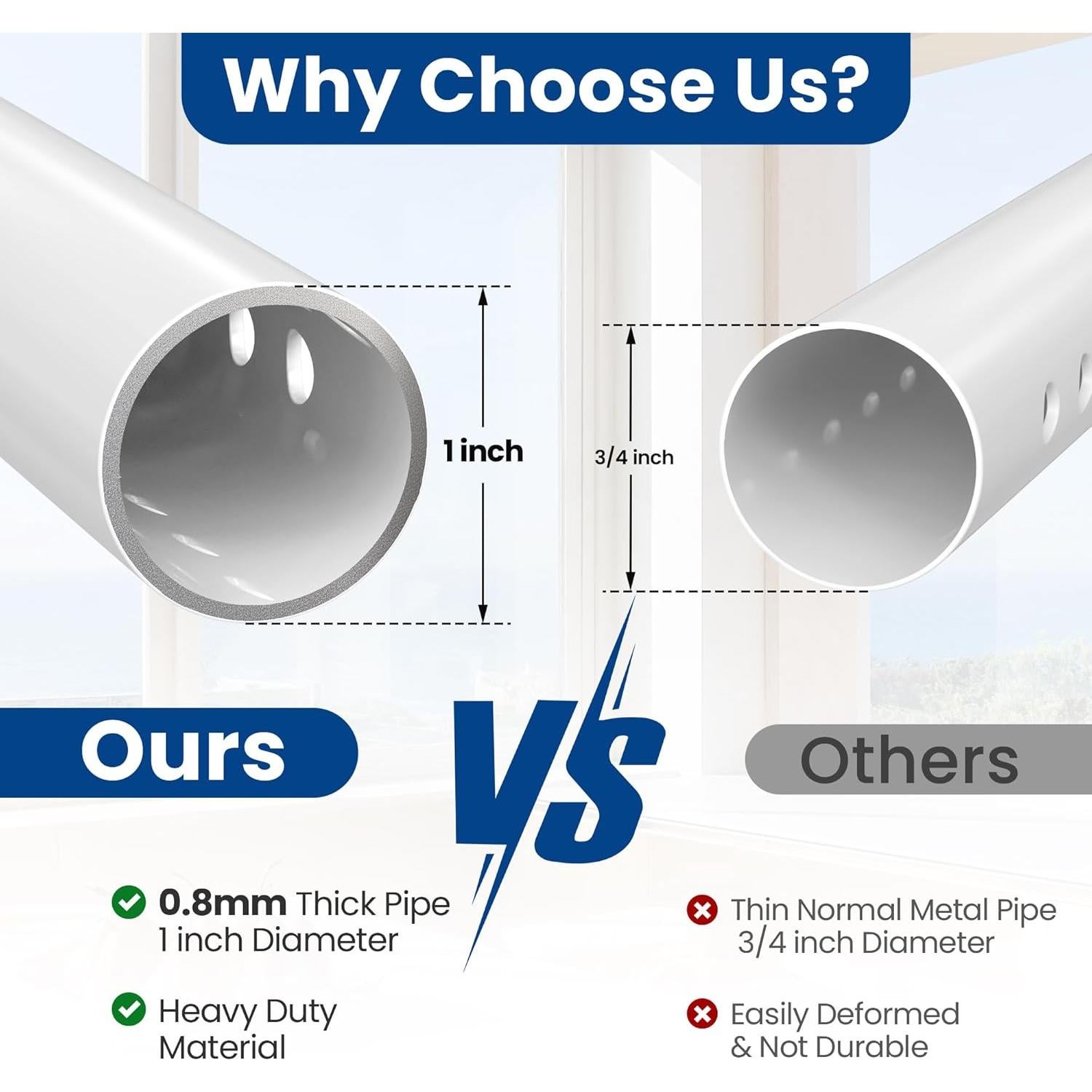 Barra de Seguridad Ajustable WooFog para Puertas y Ventanas 43-127 cm