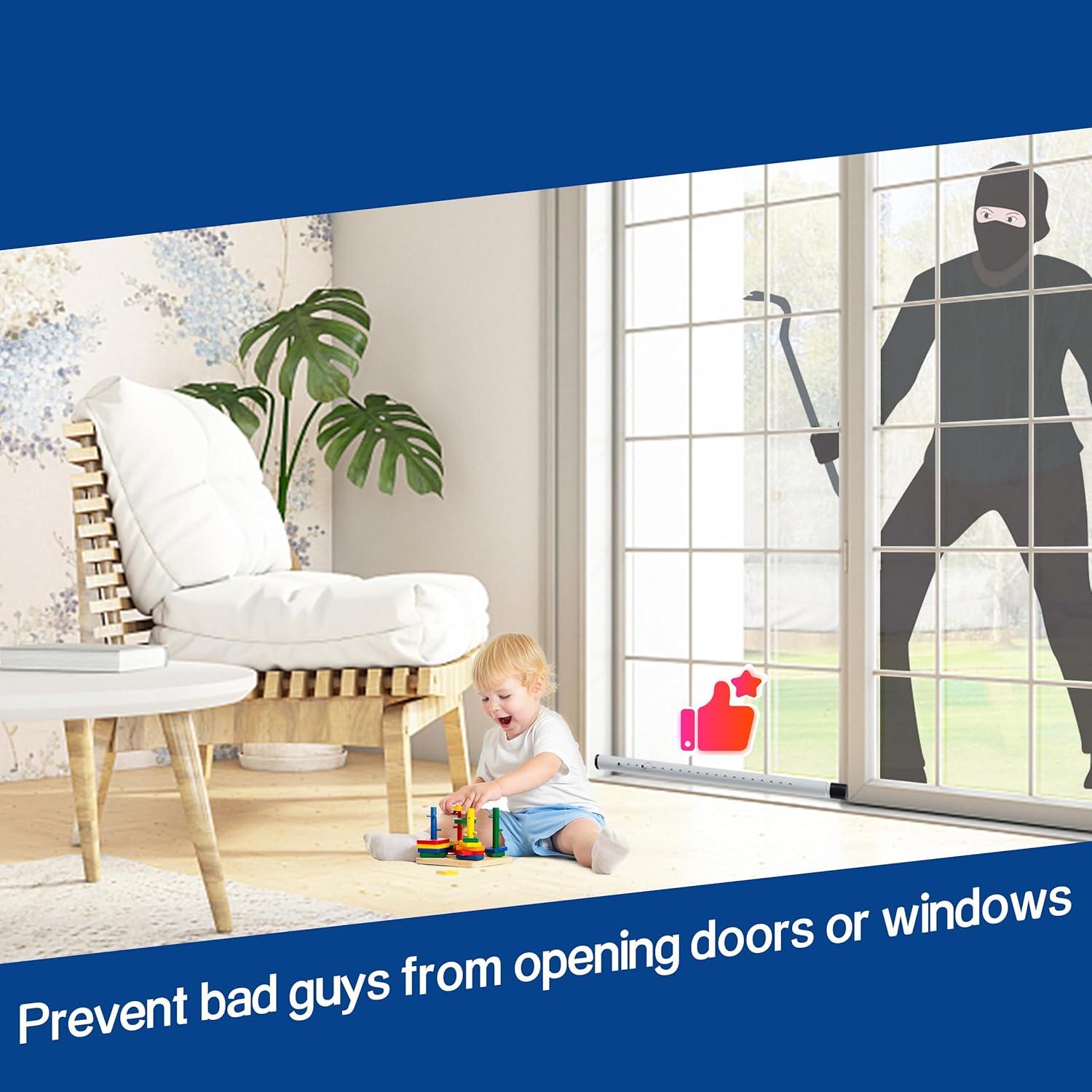 Barra de Seguridad Ajustable WooFog para Puertas y Ventanas 43-127 cm