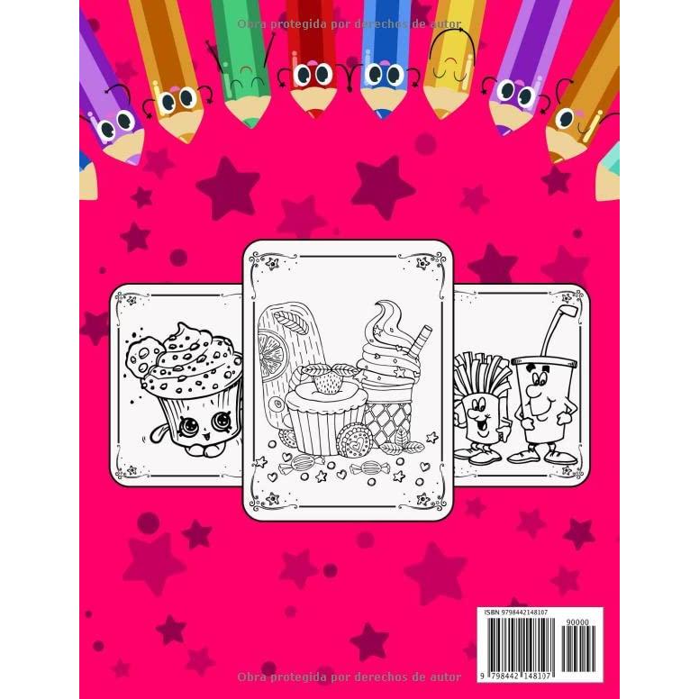 kawaii comida libro para colorear para niños: 50 bonitos dibujos que dan vida a estos divertidos personajes, la mejor manera de aprender y expresar el ... Chocolates, Frutas Páginas (Spanish Edition)