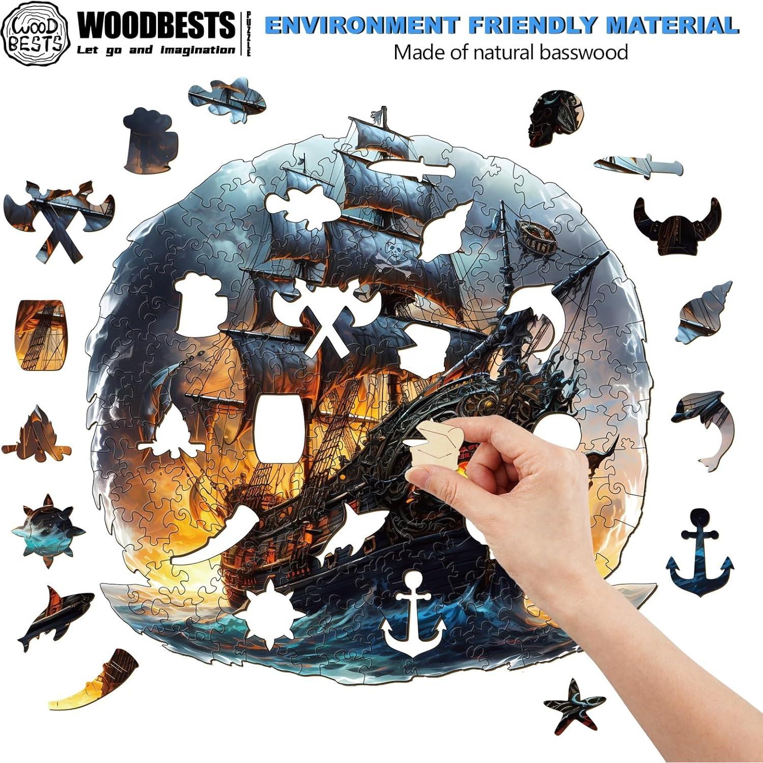 Rompecabezas de Madera WOODBESTS Barco de Vela 100 Piezas