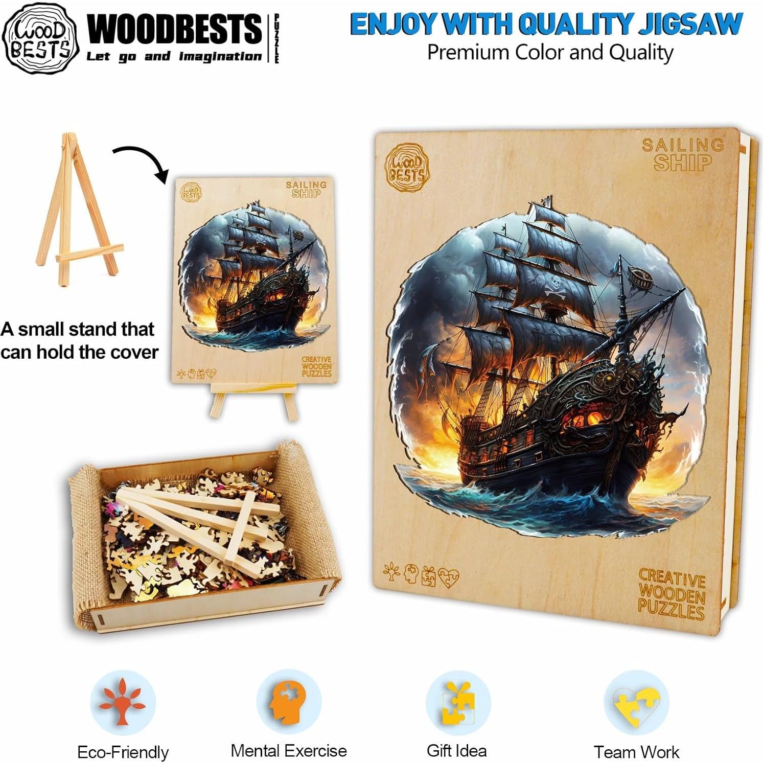 Rompecabezas de Madera WOODBESTS Barco de Vela 100 Piezas