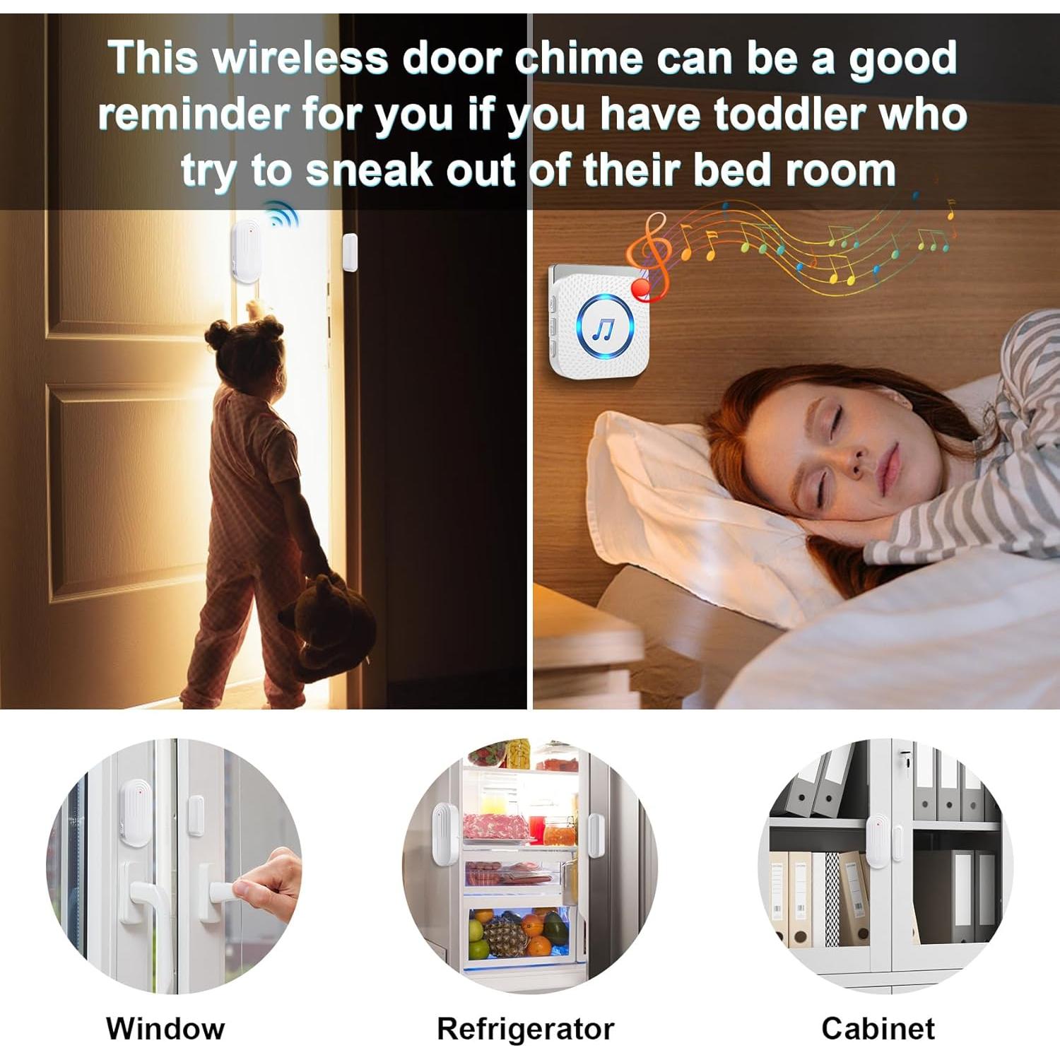 Timbre de puerta inalámbrico SanJie con 5 sensores y 2 receptores