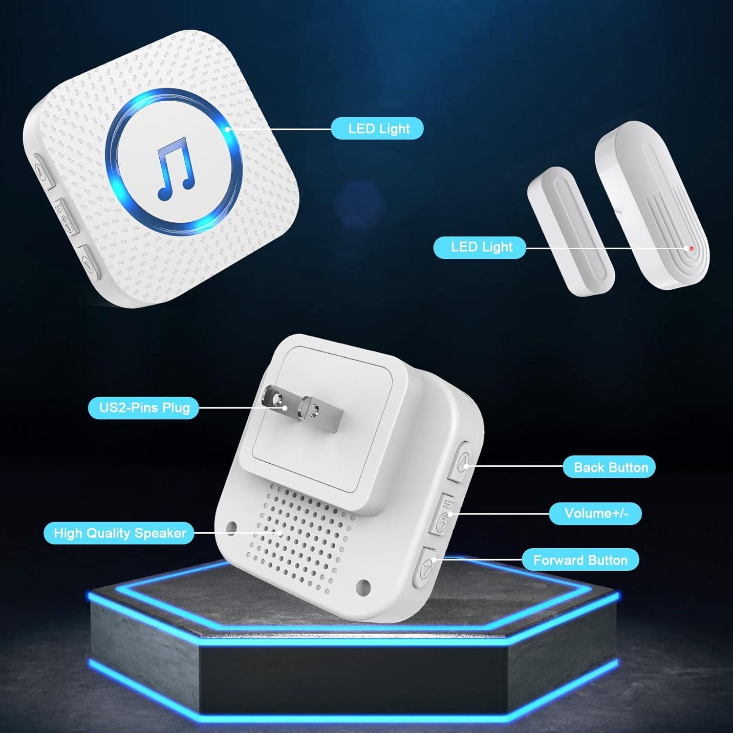 Timbre de puerta inalámbrico SanJie con 5 sensores y 2 receptores