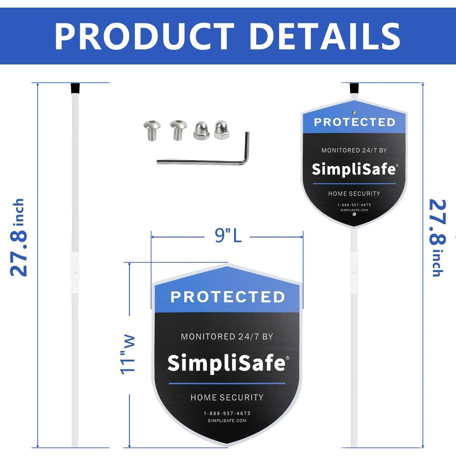 Cartel de Jardín SimpliSafe con 6 Calcomanías de Seguridad