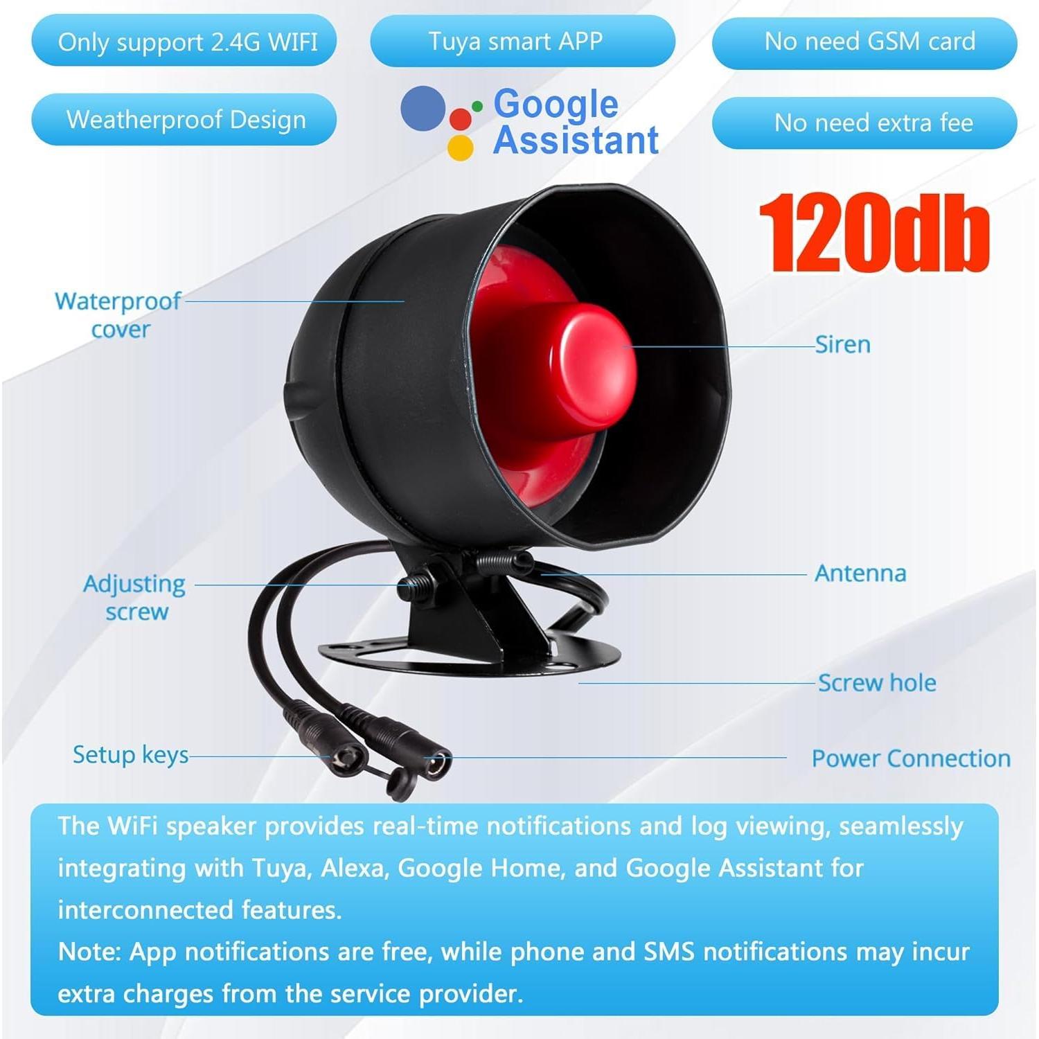 Sistema de Alarma WiFi TOWODE 120dB para Seguridad del Hogar