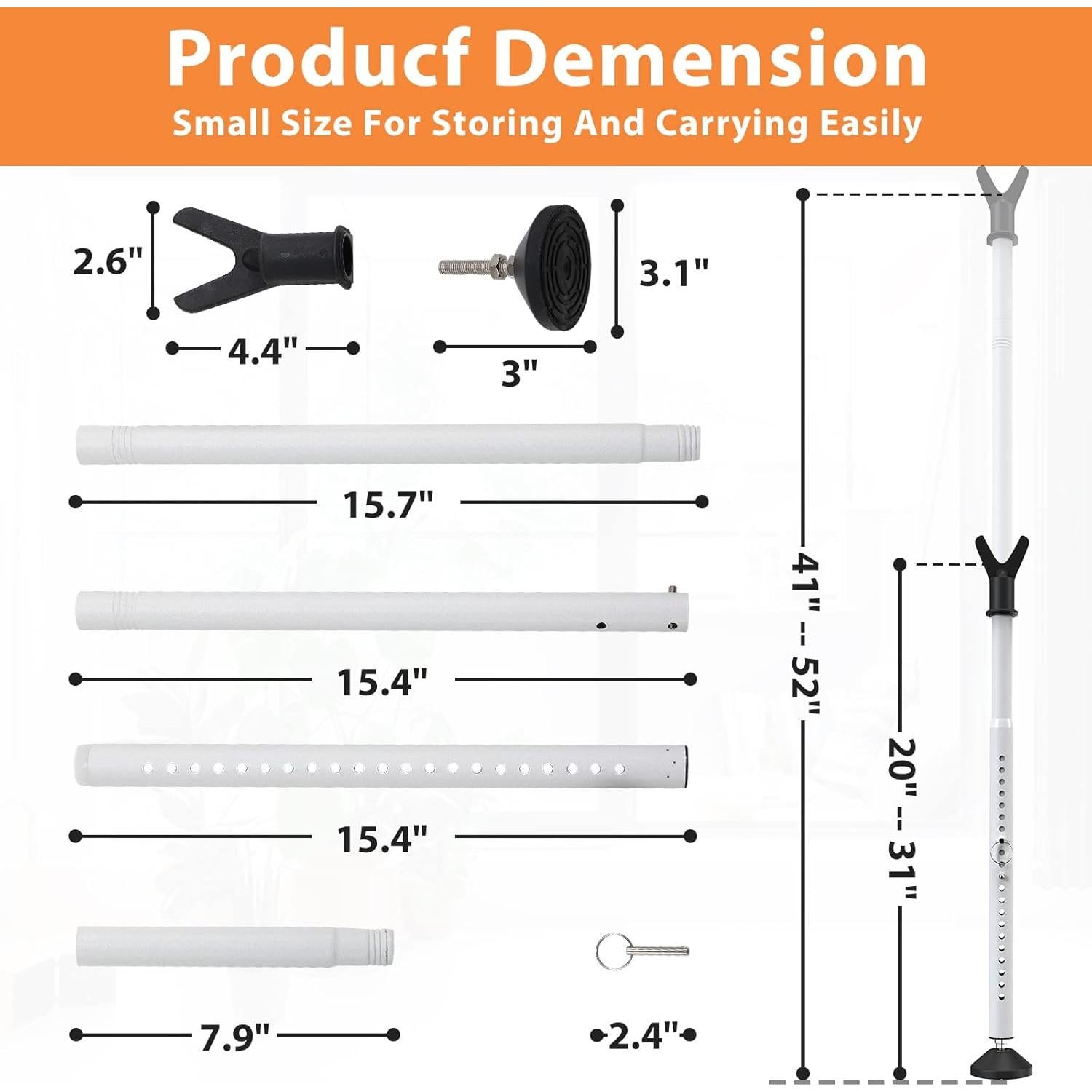 Barra de Seguridad para Puertas Correderas YeYeBest 124.46 cm - 2 Paquete