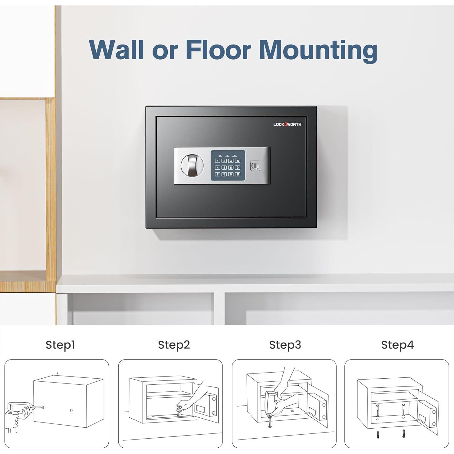 Caja de Seguridad Digital Locksworth 0.6 Pies Cúbicos Negra