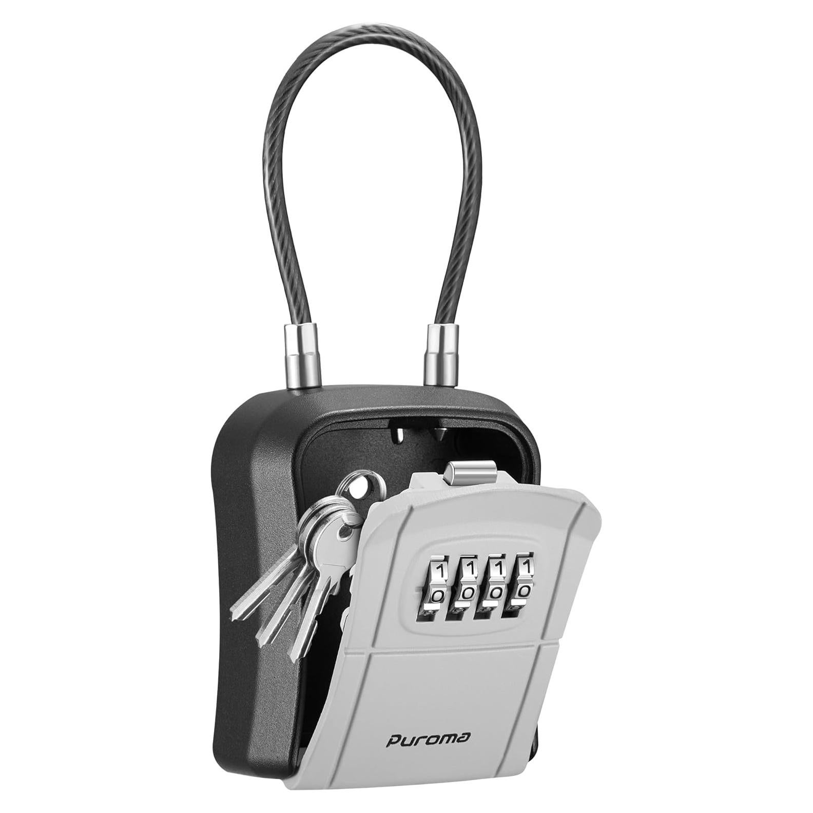 Caja de Llaves Puroma LB234A, Portátil y Montada en Pared, Gris