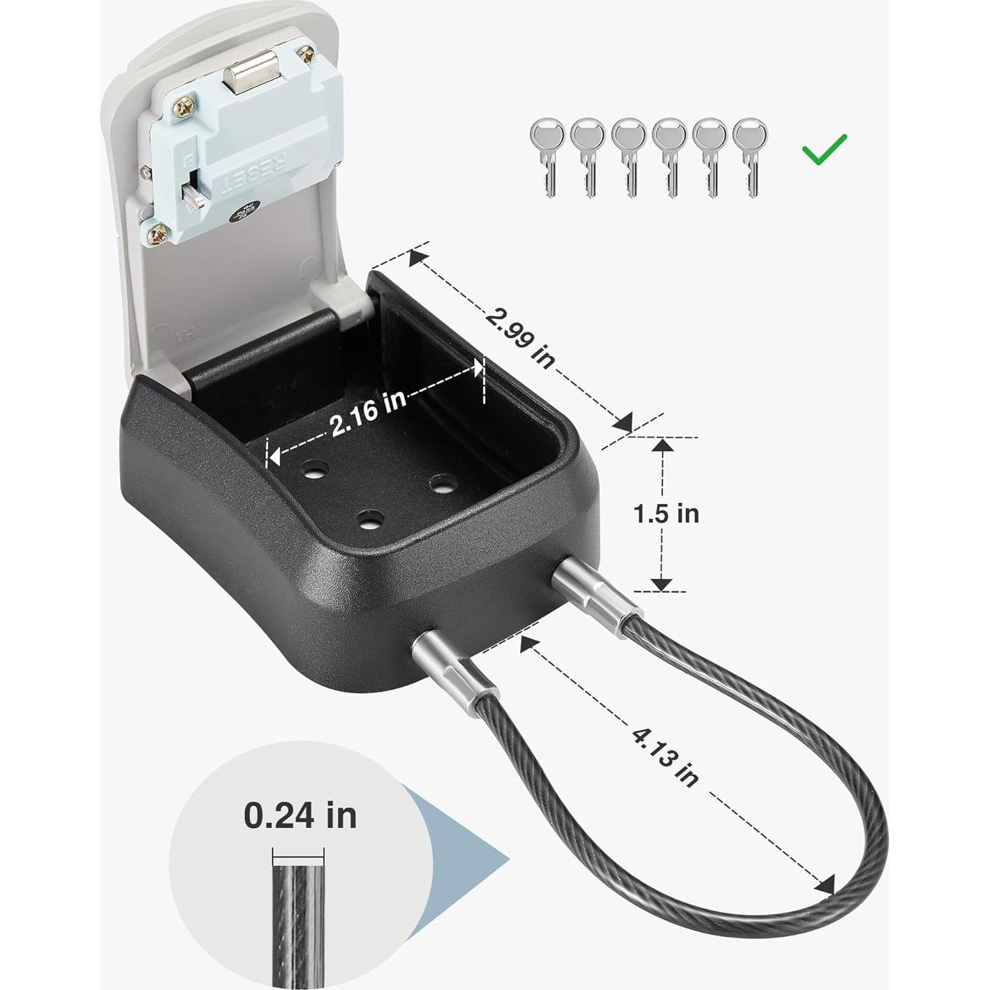 Caja de Llaves Puroma LB234A, Portátil y Montada en Pared, Gris