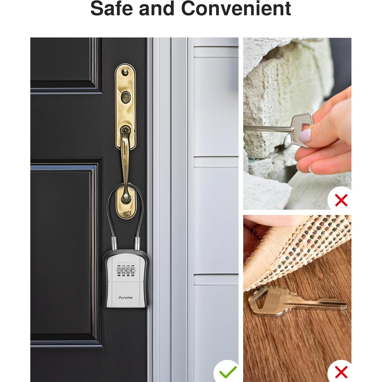 Caja de Llaves Puroma LB234A, Portátil y Montada en Pared, Gris