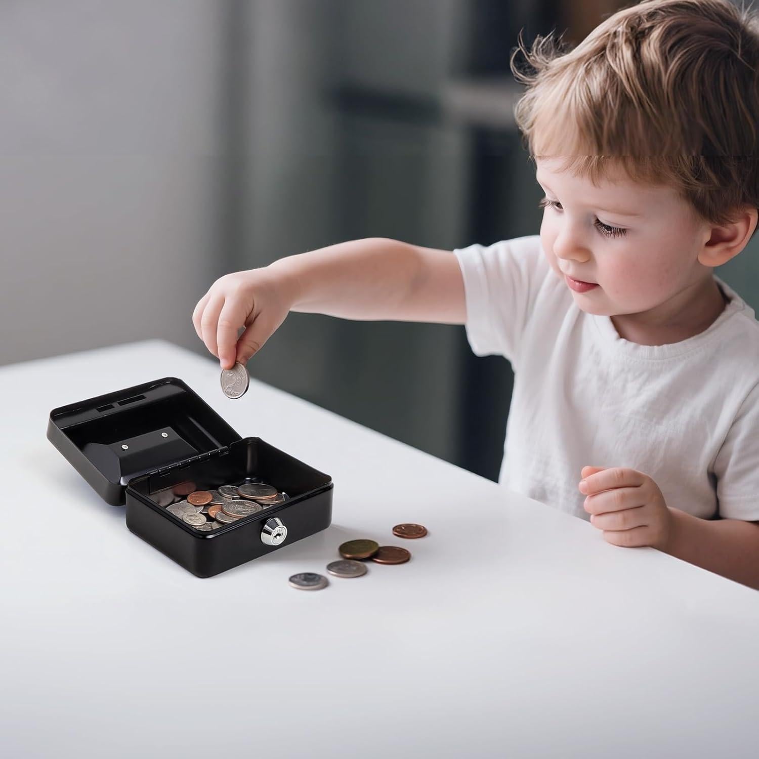 Caja Fuerte Pequeña Jssmst de Acero con Cerradura Llave Negra