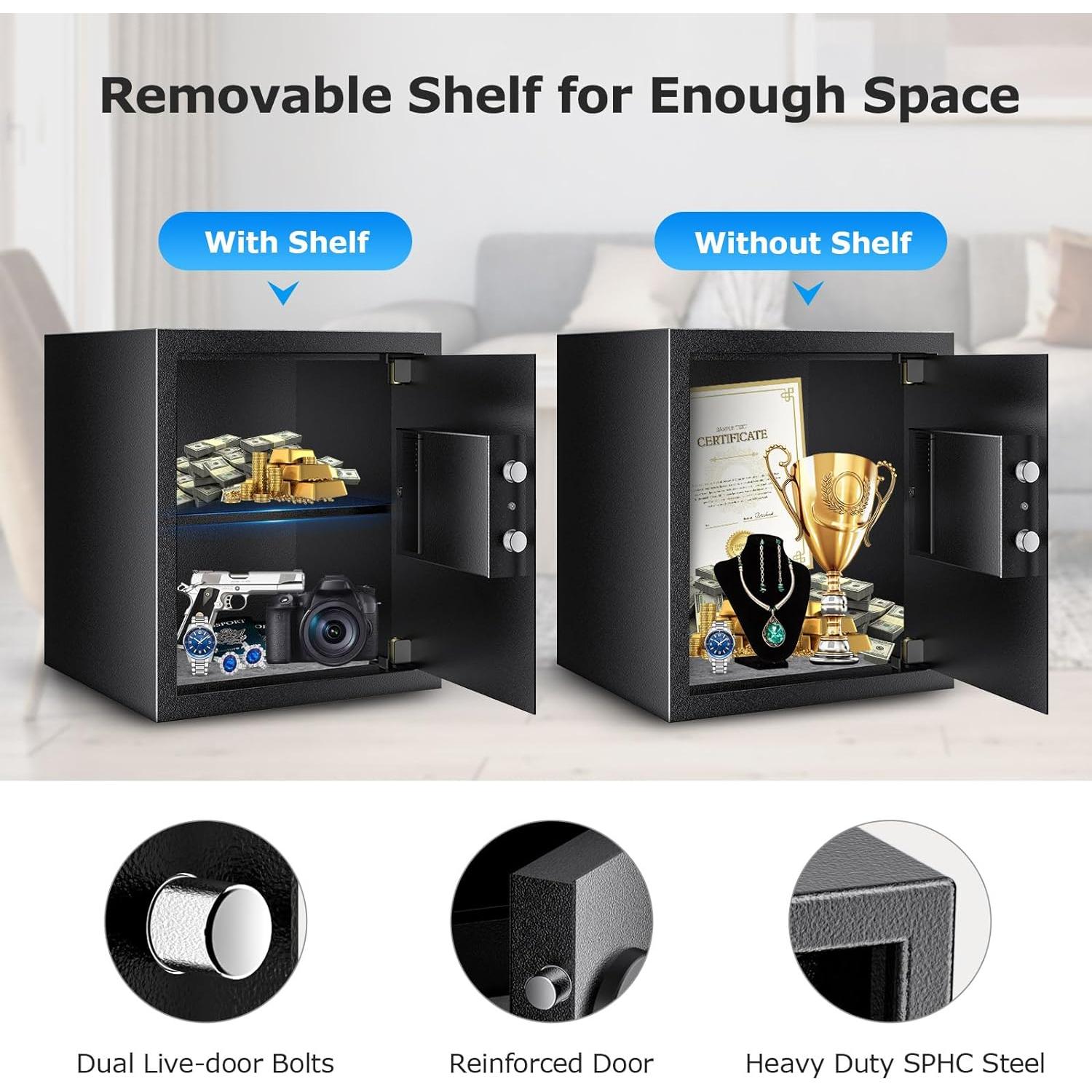 Caja Fuerte Digital Bonsaii de Acero 1.2 Pies Cúbicos con Estante