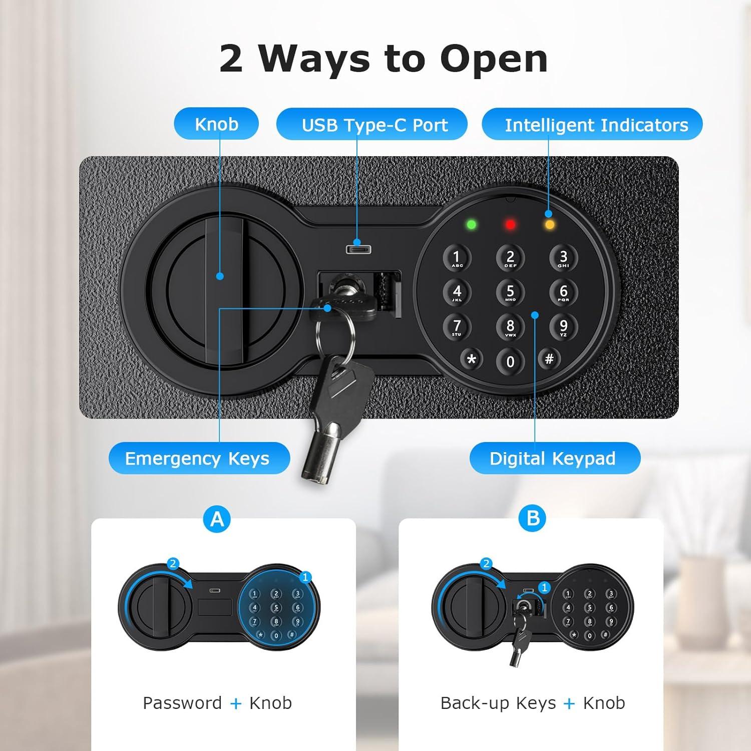 Caja Fuerte Digital Bonsaii de Acero 1.2 Pies Cúbicos con Estante