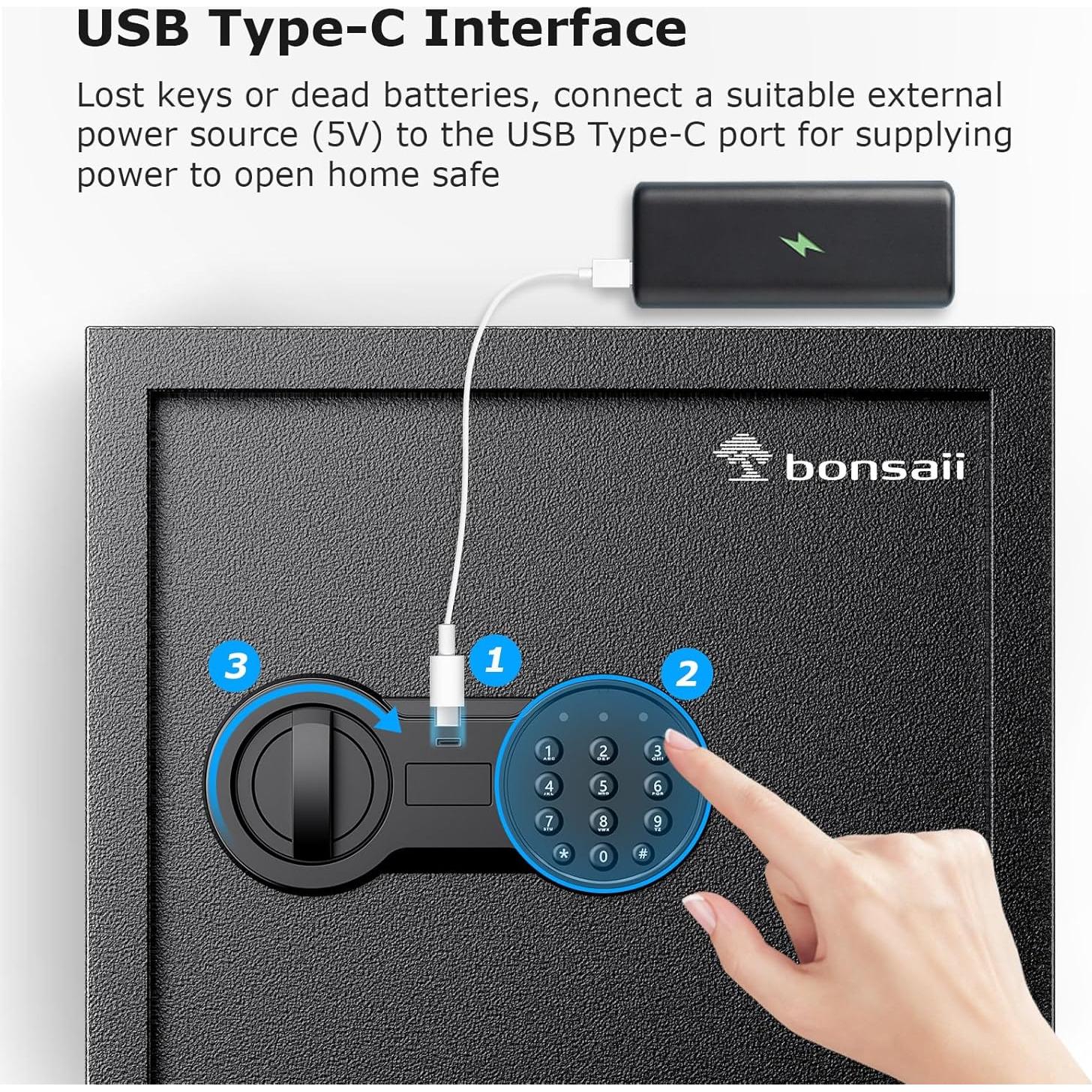 Caja Fuerte Digital Bonsaii de Acero 1.2 Pies Cúbicos con Estante