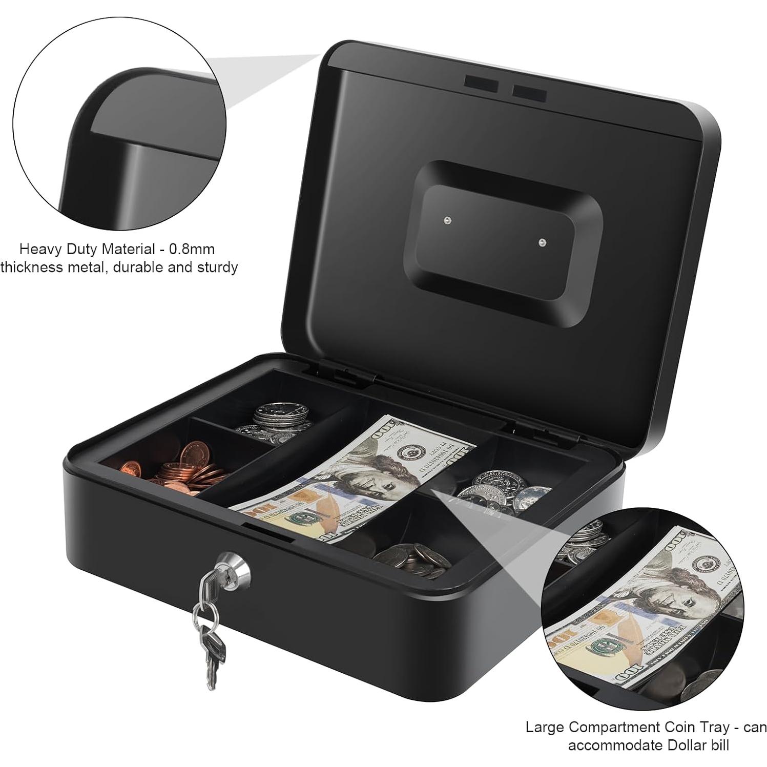 Caja de Dinero Goehiaul con Bandeja y Cerradura 25x20x9 cm Negra