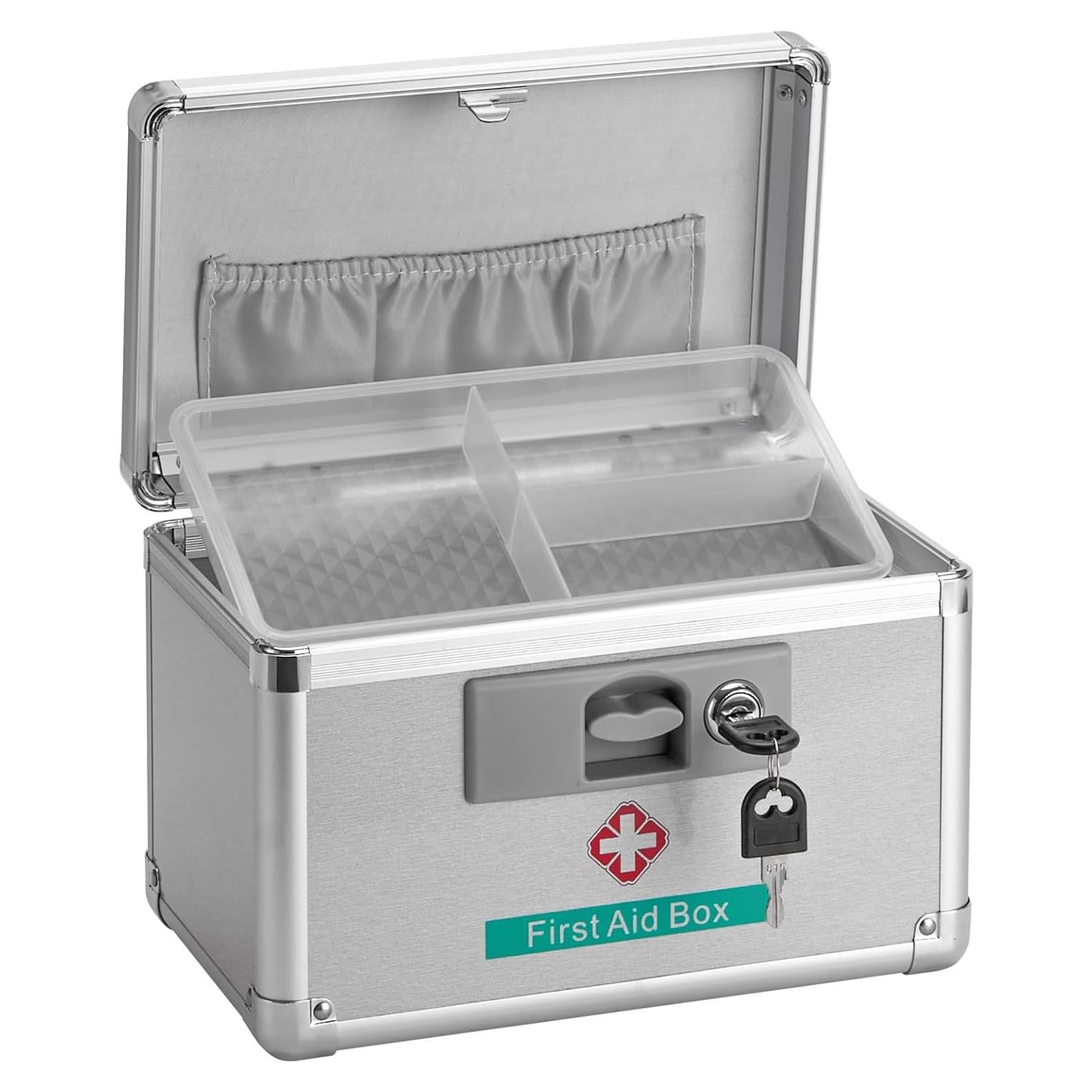 Caja de Almacenamiento de Medicamentos GODLONSEN con Cerradura 25.4x15.2x17 cm