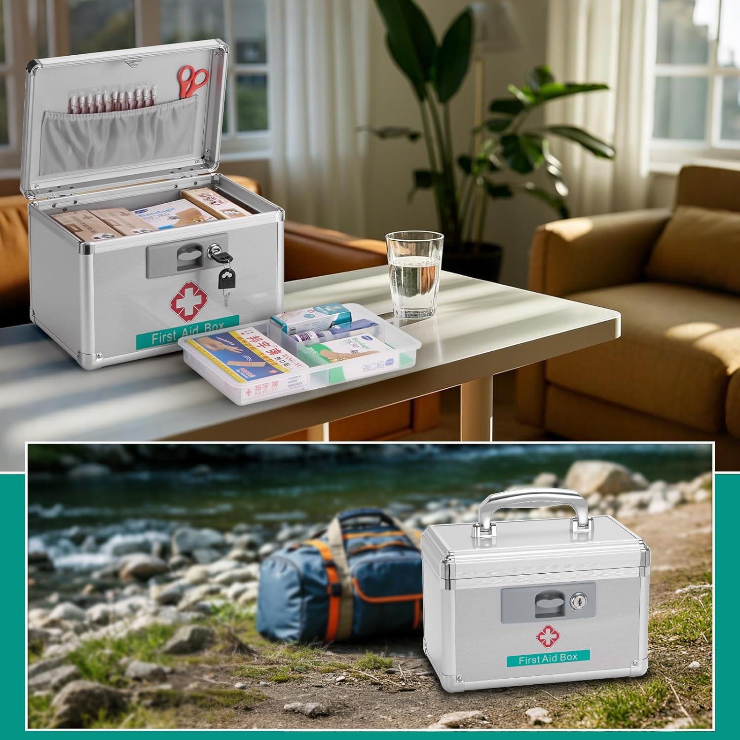 Caja de Almacenamiento de Medicamentos GODLONSEN con Cerradura 25.4x15.2x17 cm