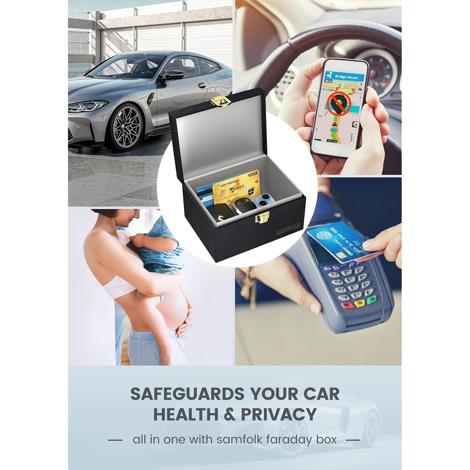 Caja Faraday Samfolk con 2 Bolsas para Llaves de Coche
